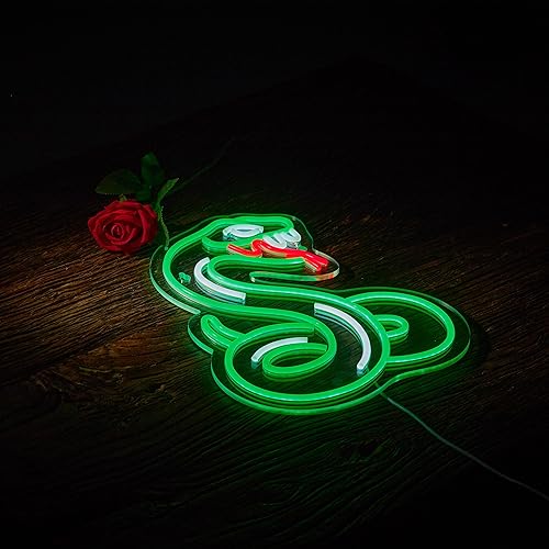 Miniatura 6 de Letrero de neón de serpiente para decoración de pared, letrero de serpiente pitón con luz LED de neón regulable.