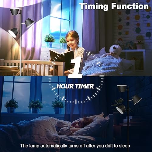 Miniatura 6 de Lámpara de pie LED de árbol de 42 W, 4200 lúmenes, lámparas de pie súper brillantes para sala de estar con control remoto y táctil, 3 luces