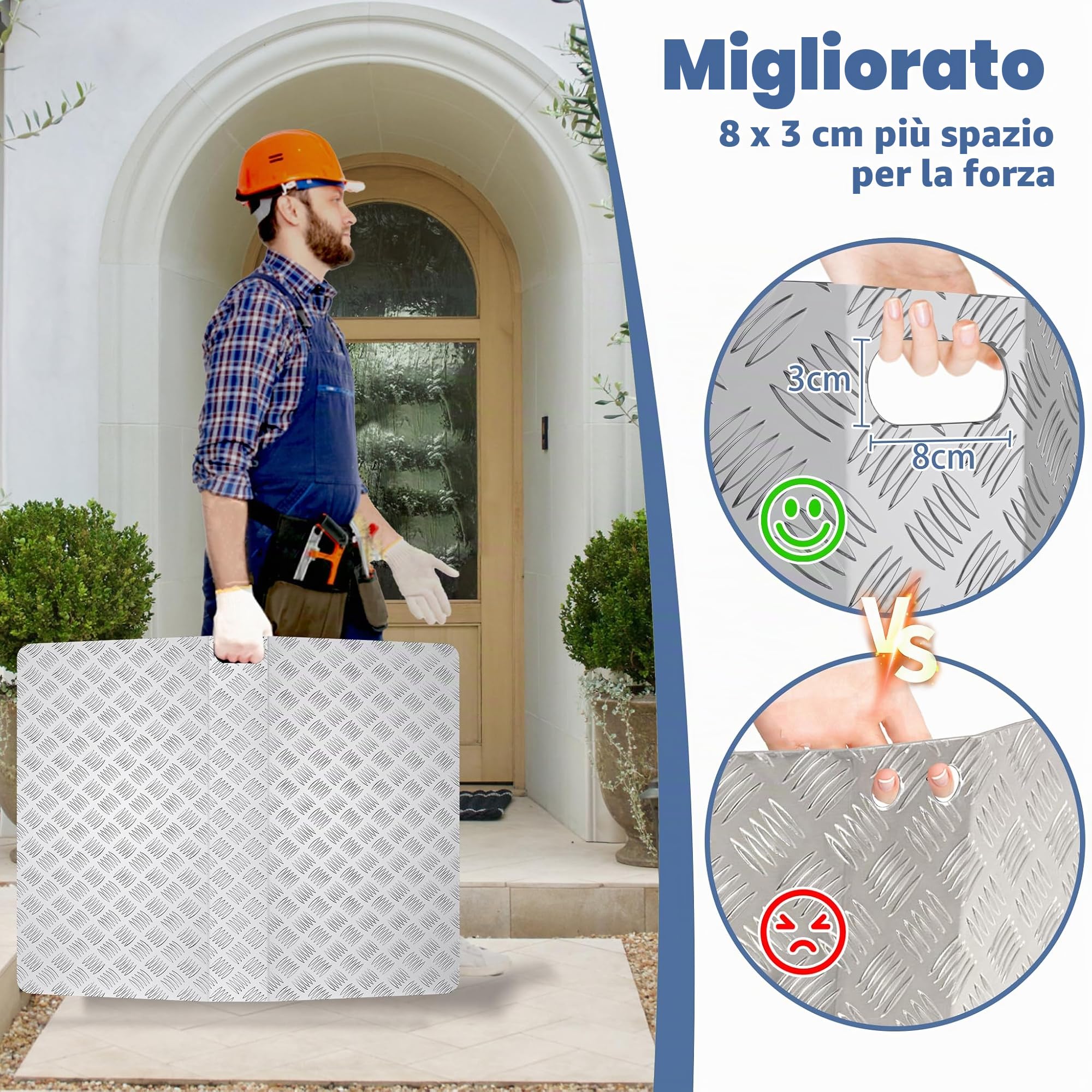 Rampa per soglia, per sedia a rotelle, lunghezza 60 cm, rampa in alluminio, rampa per soglia a rotelle, rampa antiscivolo in alluminio, per ingressi, gradini, 70 x 60 x 10 cm