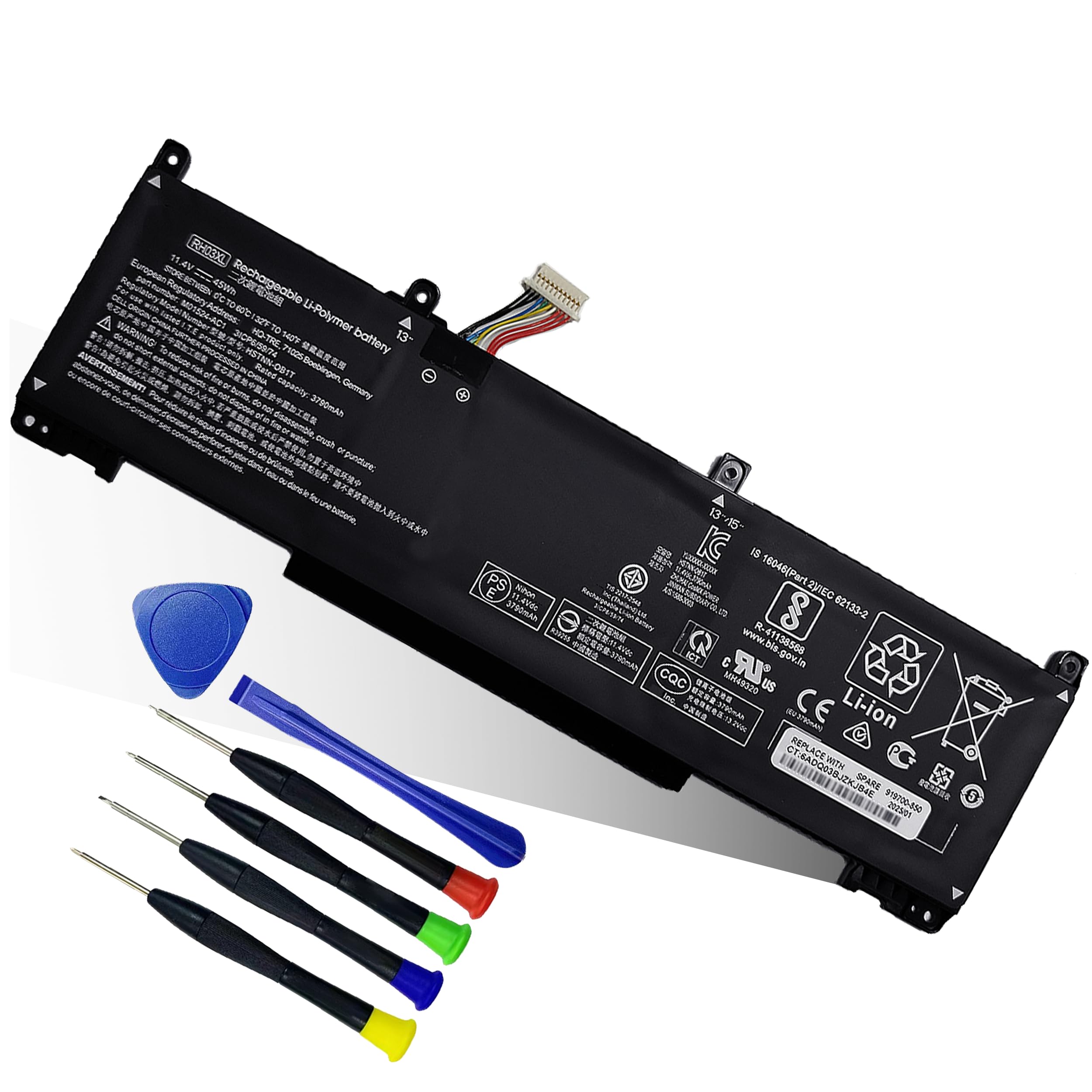45Wh RH03XL M02027-005 Laptop Battery Replacement for HP ProBook 430 440 445 450 630 640 650 G8 Series HSTNN-IB9Q HSTNN-UB7X M01524-2B1 M01524-AC1 M01524-1D1-11.4V 3790mAh 3-Cell