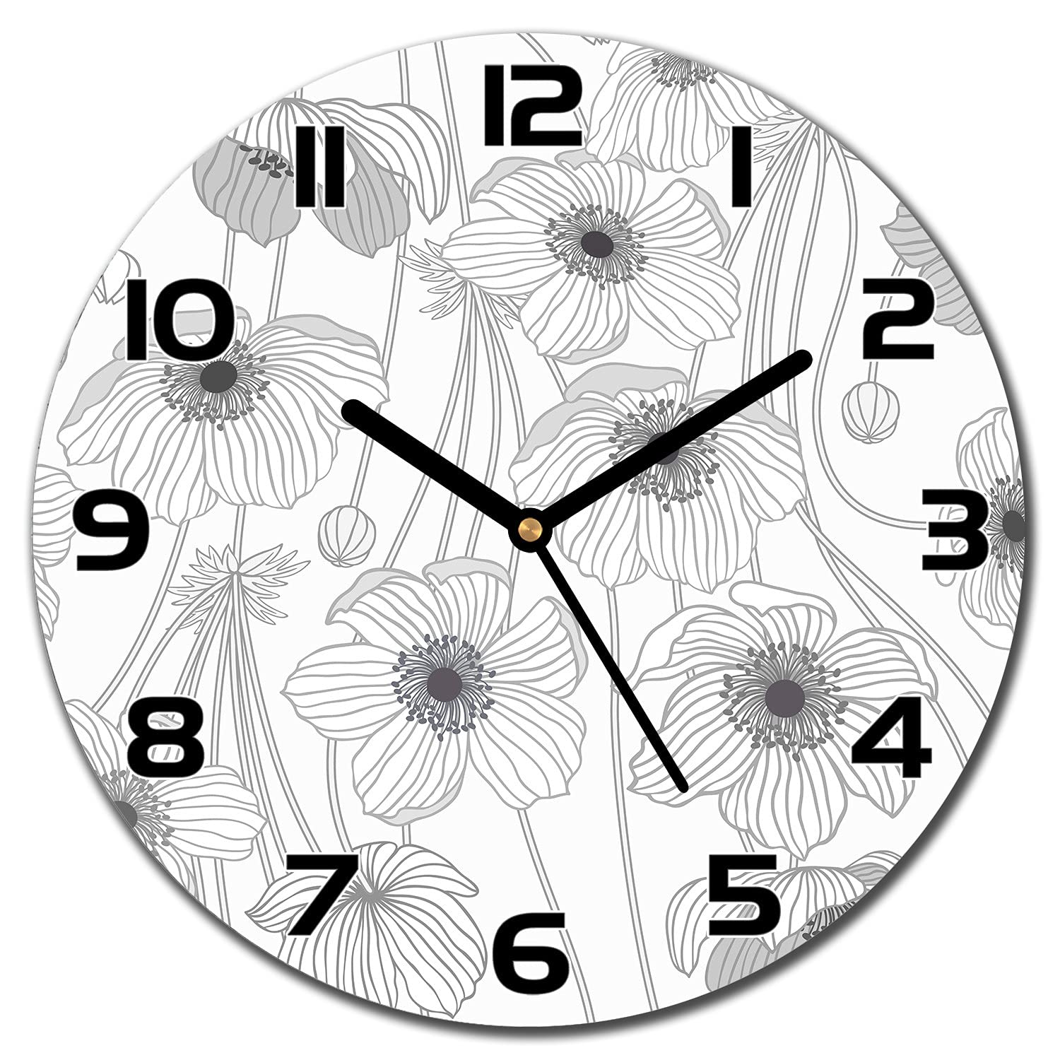 Horloge en verre de sécurité Coloray déco murale haut de gamme coquelicots
