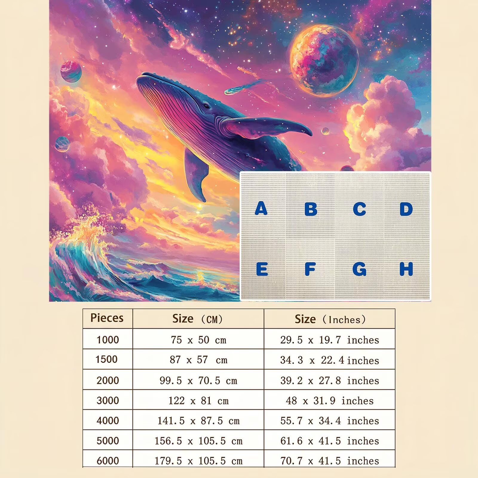 ballena sueño-2 Puzzle de 1500 Piezas, Juego de Mesa Familiar de Madera - Rompecabezas Adultos para Toda La Familia, Rompecabezas Educativo DIY y Antiestrés - Con mapa de referencia, 87 x 57 cm f0-500