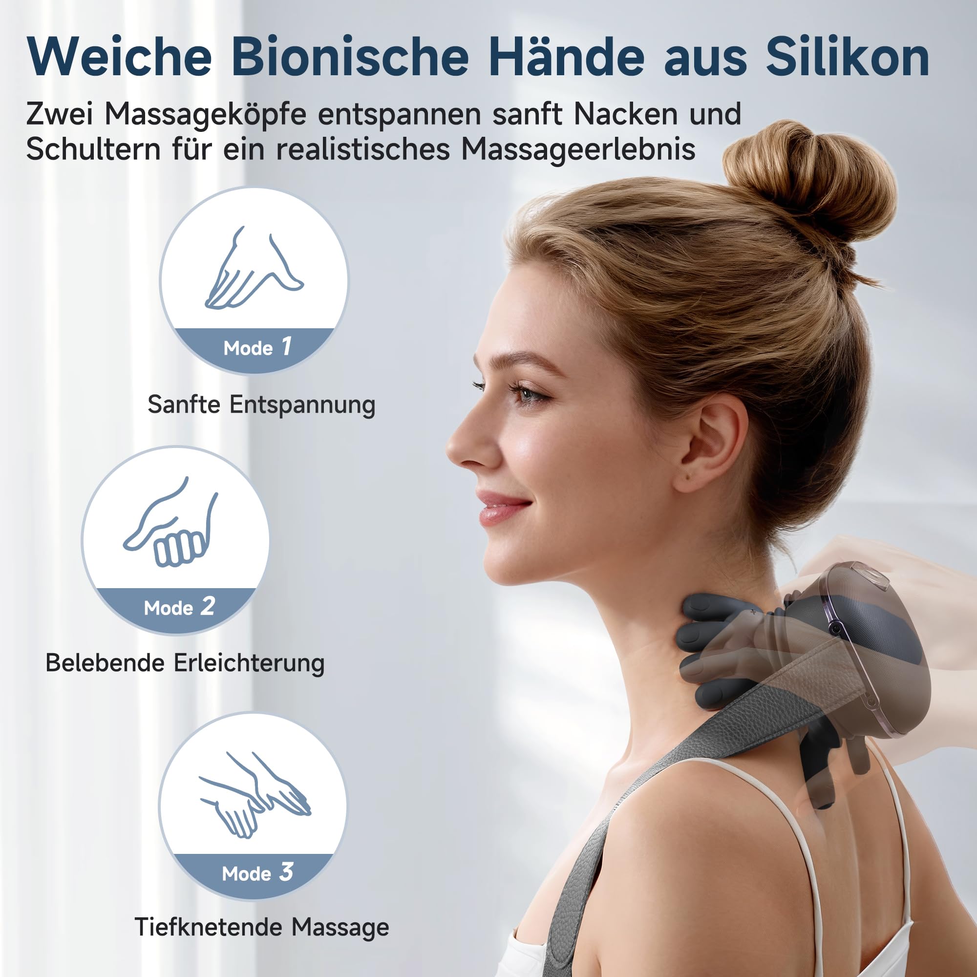 4D Shiatsu Nackenmassagegerät mit Wärme, 3 Intensitätsstufen