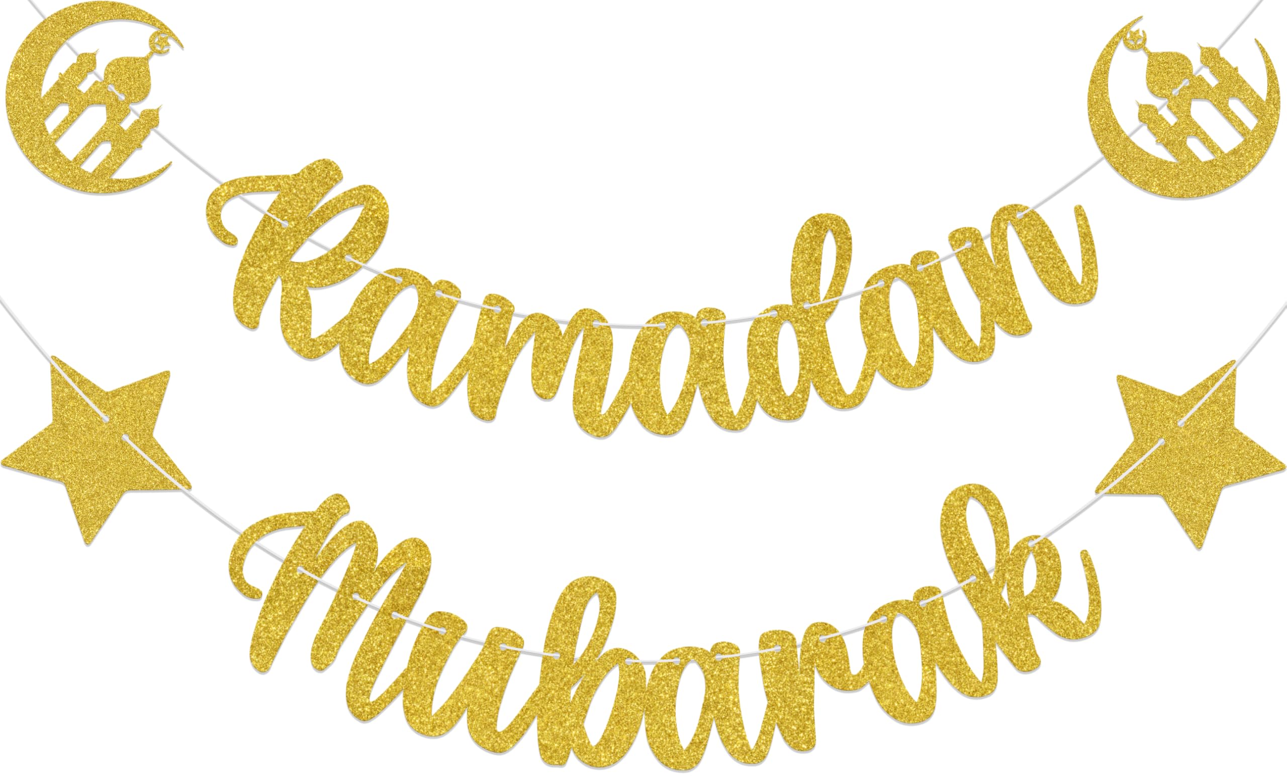 Aumccxz Ramadan Mubarak Banner Mubarak Eid Kareem Muslim Party Decorations Muslim Islamic Ramadan Kareem Eid Party Decorations Gold