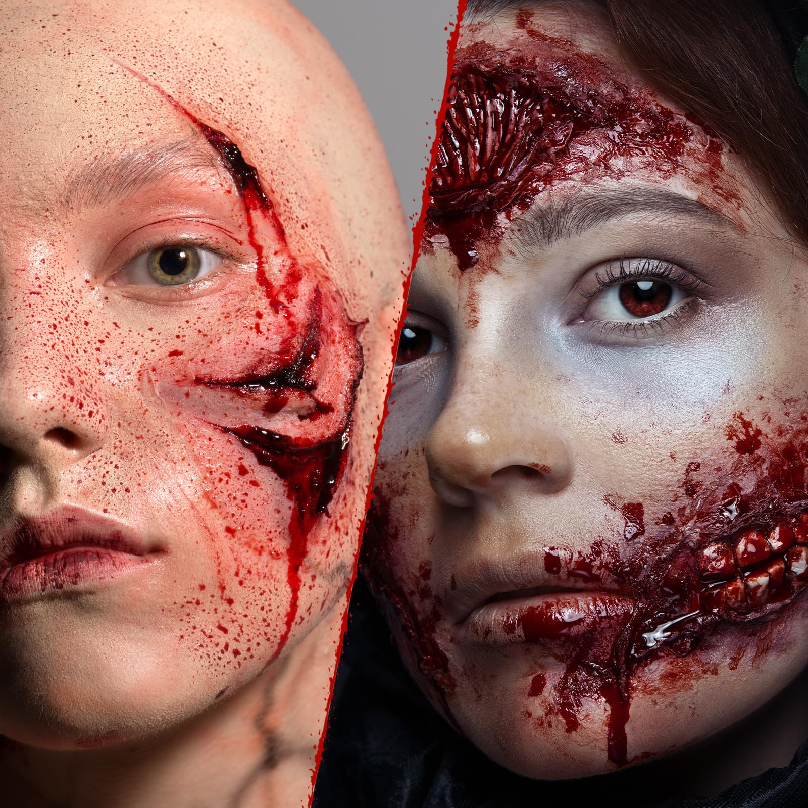 Sangre falsa de Halloween, sangre comestible de escenario de 0.53 onzas, kit de maquillaje realista de sangre de vampiro SFX, gel de sangre sintética lavable para monstruo zombi, efectos 5