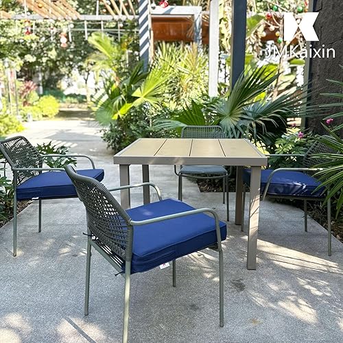 Miniatura 4 de Cojines para sillas de exterior de 19 x 19 pulgadas, impermeables, para muebles de patio, jardín, sofá con cremallera y correas ajustables, juego de