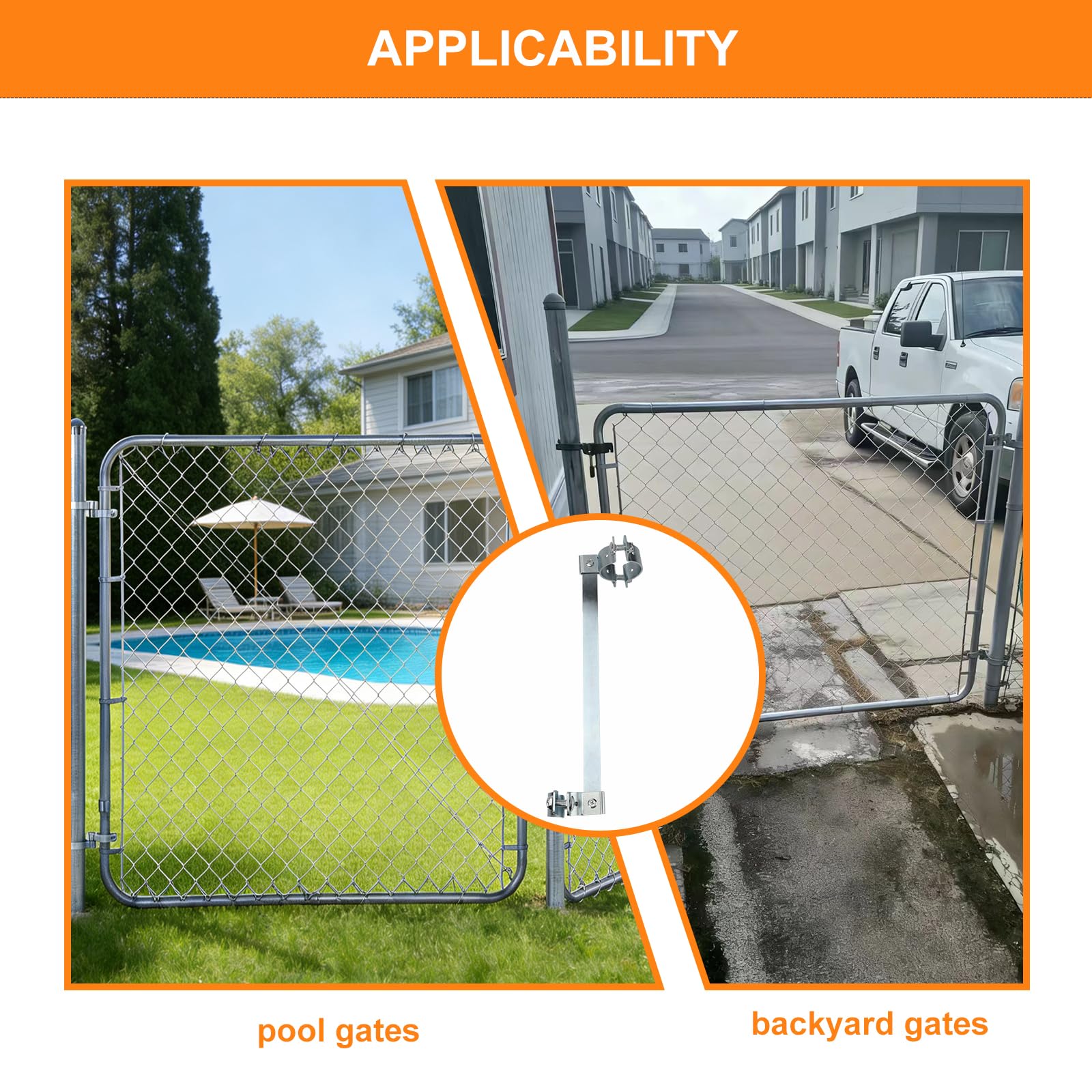 Upgraded Chain Link Gate Closer, Heavy Duty Spring Steel Rod with Adjustable Tension, Automatic Gate Closer for Pool, Dog and Backyard Gate — Amazon image 6