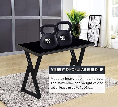 Miniatura 3 de Taelakeni Patas de mesa de escritorio de metal de 28 pulgadas, patas de mesa de comedor de estilo industrial resistente con almohadillas de ajuste