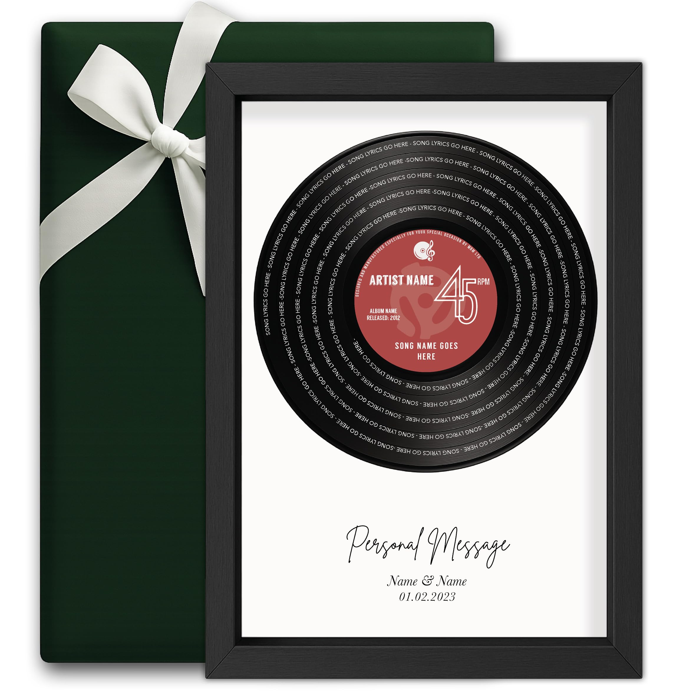 Made by Mika Ltd Personalised Vinyl Record Print – Custom Song Lyric Wall Art Gift | A5 A4 A3 Sizes | Choose Colour & Frame | Music Keepsake for Couples, Weddings & Anniversaries (Terracotta)
