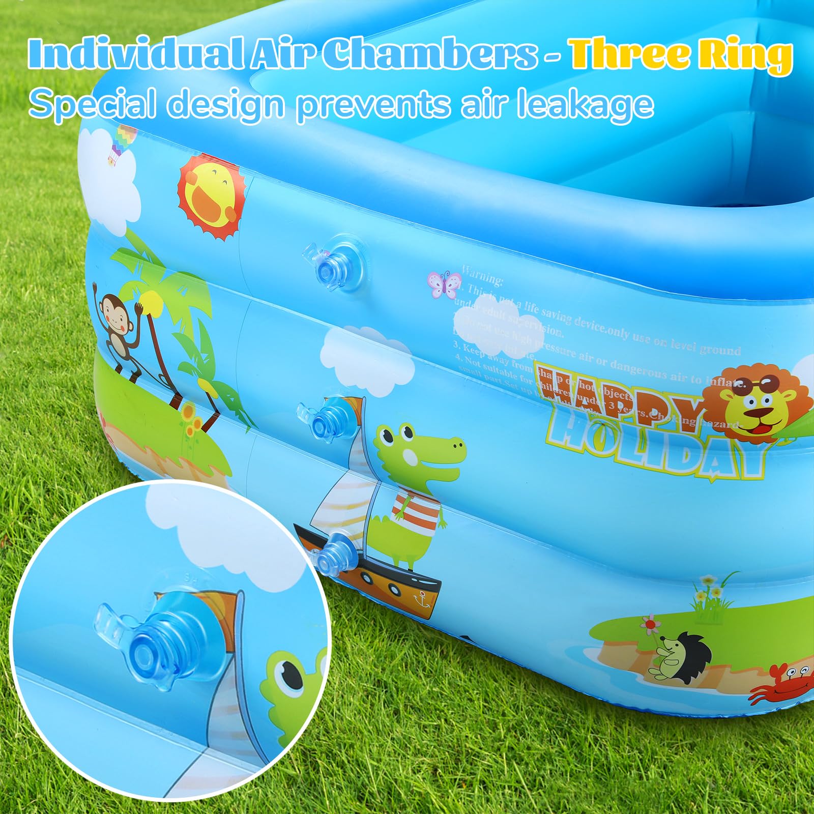 PVC Inflatable Pool 3 Layer Foldable PVC Kids Swimming Pool - Orange ...