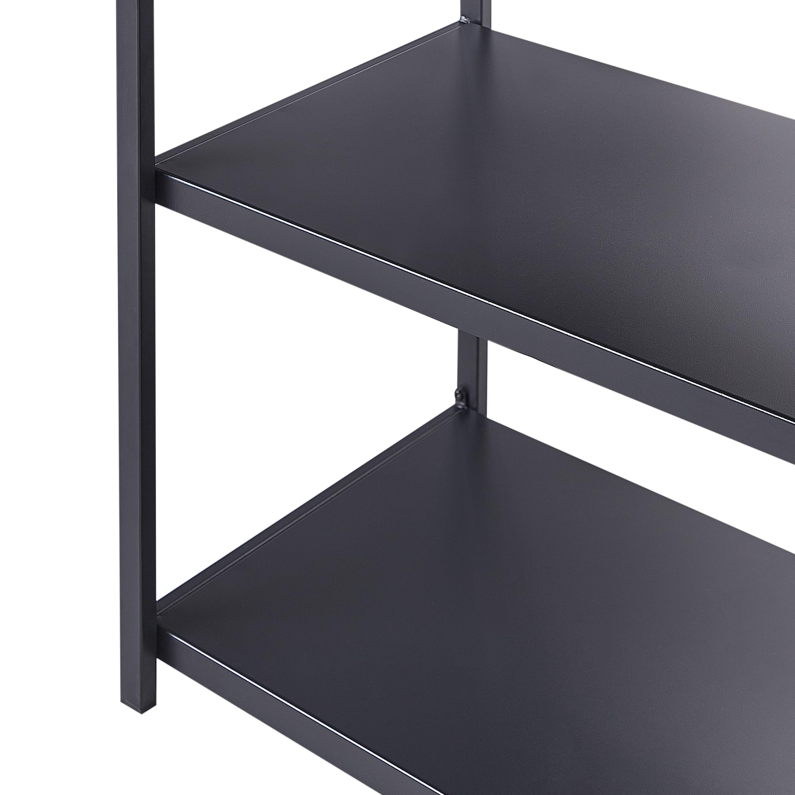 Beliani Estantería de Acero Isla de Cocina de jardín Base de Acero encimera de Madera plástica 150x50x90 cm Negro Madera Clara Avetrana