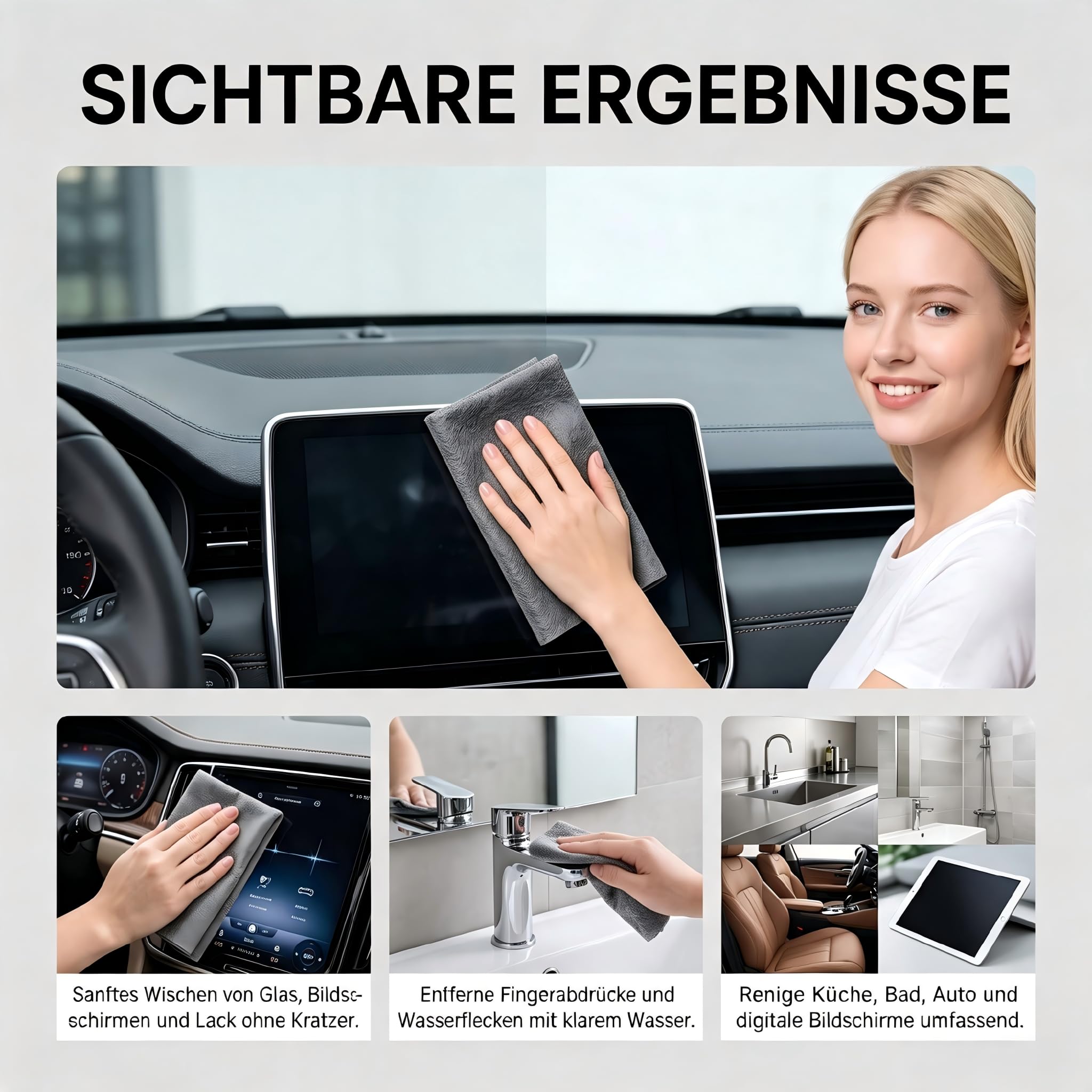 Mikrofaser Tücher 5er Set, Fensterputztuch, Auto Trockentuch, 30x20 cm (10PCS)