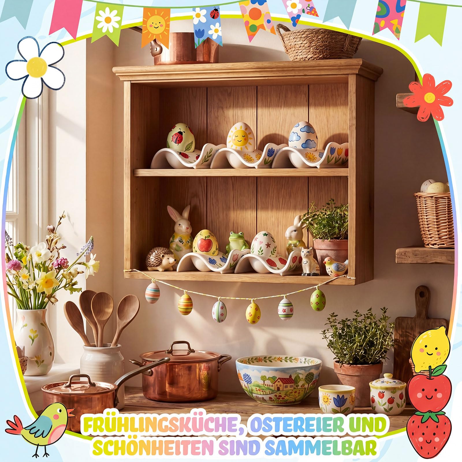 Sinmoe 6 Coquetier Oeuf en Ceramique Peindre Votre Propr Coquetier avec 12 Pièces 24 Couleurs Stylo en Porcelaine et Boîte de Cadeau Support pour Œuf à la Coque pour DIY Cadeau Pâques Anniversaire