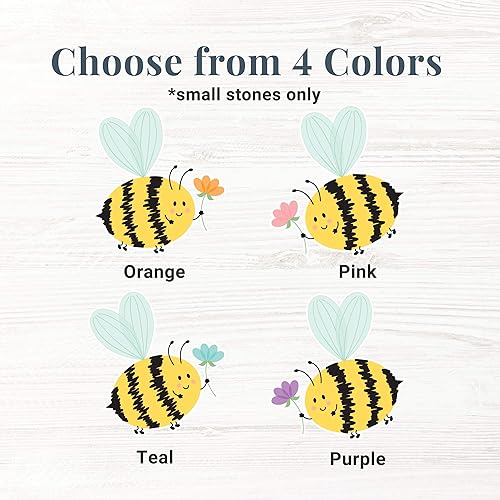 Miniatura 3 de Let's Make Memories Razones personalizadas para abejar piedra de jardín feliz Piedra de jardín de abeja pequeña Diseño de flor rosa 6 pulgadas de