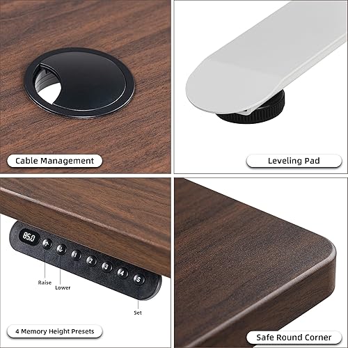 Miniatura 6 de Escritorio eléctrico de pie de 71 x 32 pulgadas, escritorio eléctrico de altura ajustable con doble motor, escritorio eléctrico para sentarse y