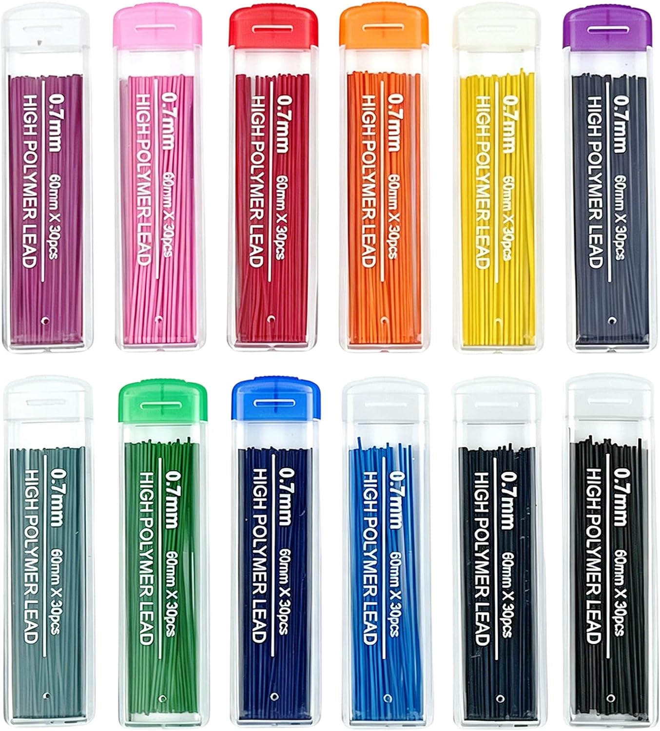 12 Colors Pencil Lead Refills 360 Pieces Colored Mechanical Pencil Lead Refills Back to School Pencil Gifts Bulk for Home Office School, 0.7 mm HB