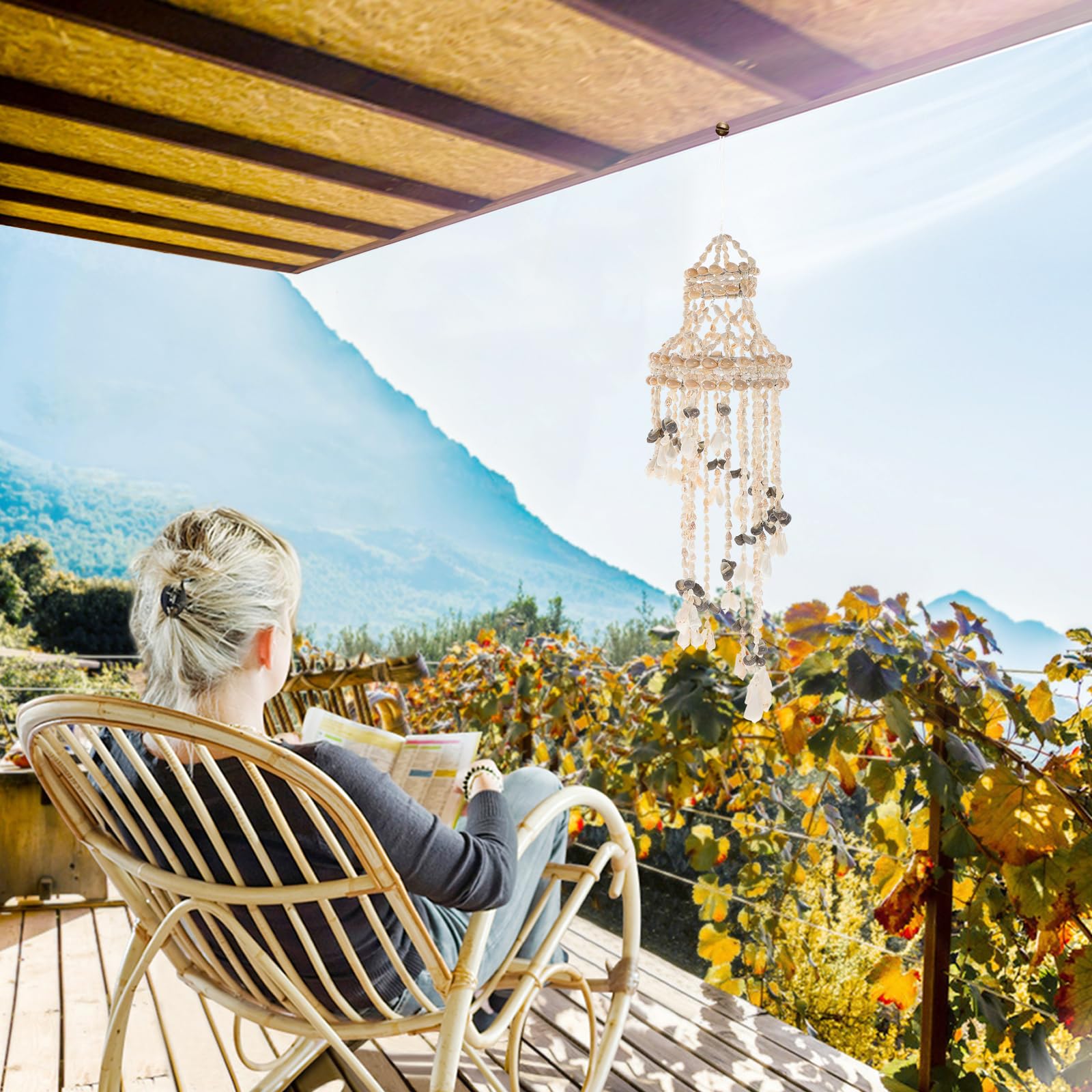 Conch Sea Shell Wind Chime Hanging Ornament Wall Decoration Creative Hanging Pendant Stylish Hanging Ornament Hanging Decor for Home Living Room (Random Style)