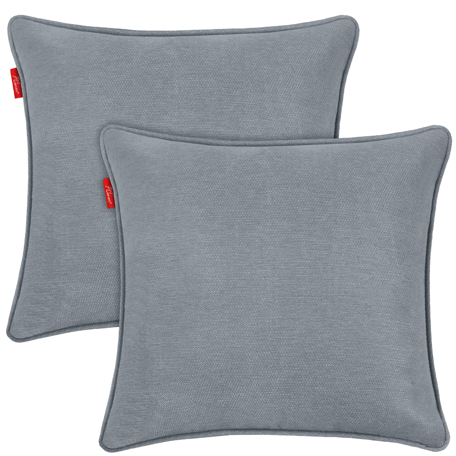 Pcinfuns Outdoor/Indoor Throw Pillows,Decorative Water Repellent Pillows with Inserts,Square Pillows for Home Patio Coach Sofa Use,Deep Grey,18×18 Inch,Pack of 2