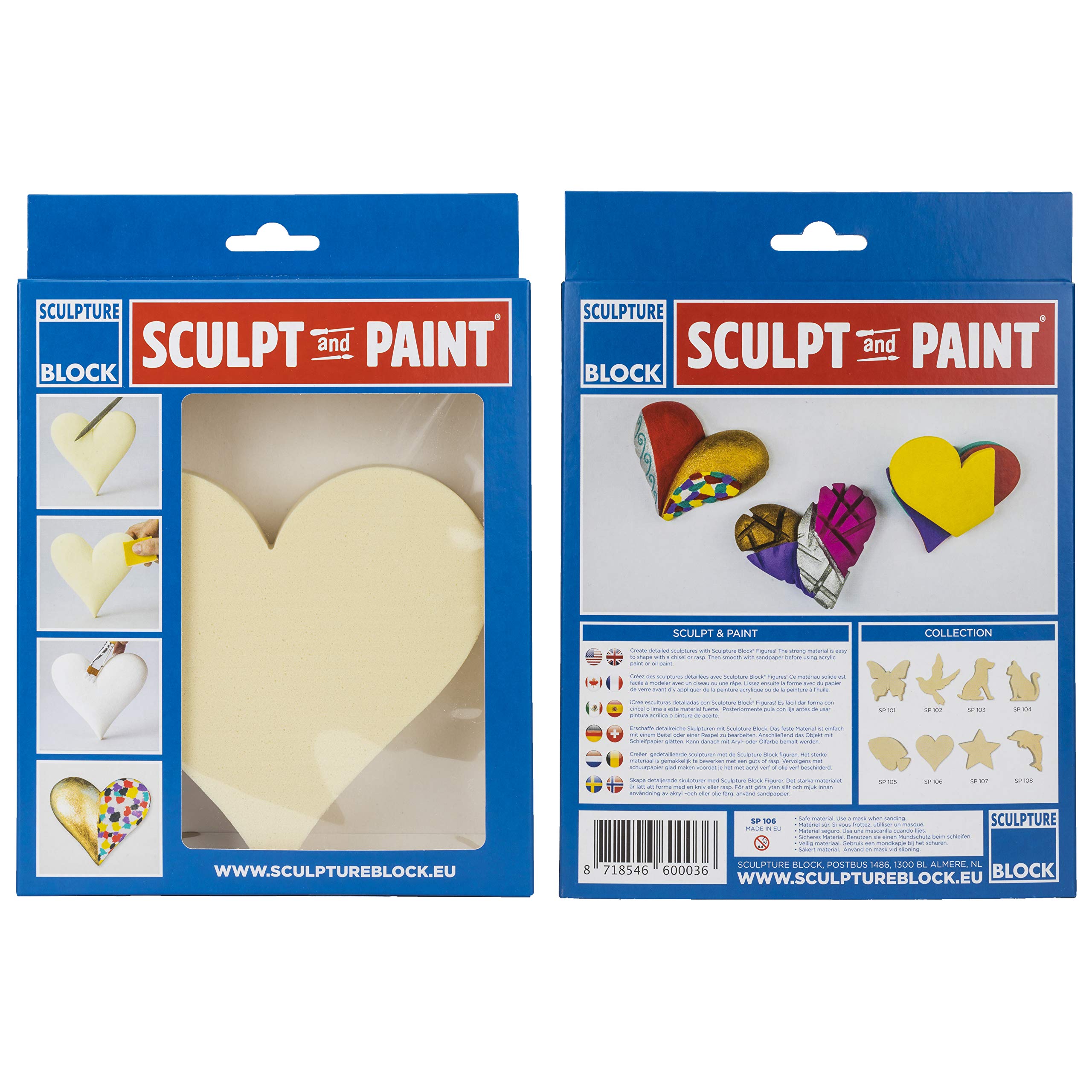 Sculpture Block SP 106 Sculpt and Paint Series, Prefabricated Hard Foam Block with Heart Design for Designing and Working Out - Image 2
