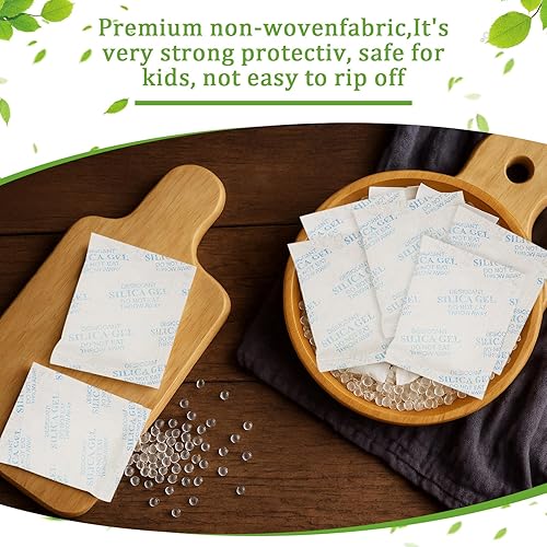 Miniatura 5 de Paquete de 100 unidades de gel de sílice de 0.71 onzas (0.71 oz), paquetes desecantes para almacenamiento de alimentos, paquetes absorbentes de