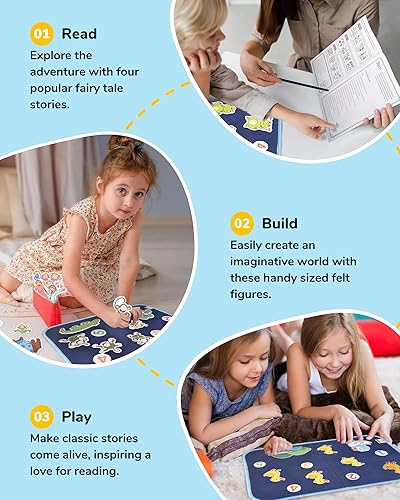 Miniatura 8 de CHEFAN Paquete de 12 historias de tablero de fieltro, cuentos de franela de cuento de hadas con una tabla plegable para actividades preescolares,