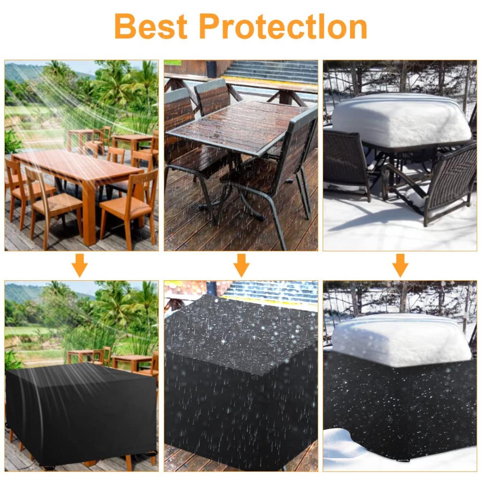 Housse de Protection Mobilier Exterieur 120x60x110cm/LxWxH Housse de Table de Jardin Rectangulaire,Bâche de Protection 600D Tissu Oxford pour Chaise Meubles Étanche Imperméable