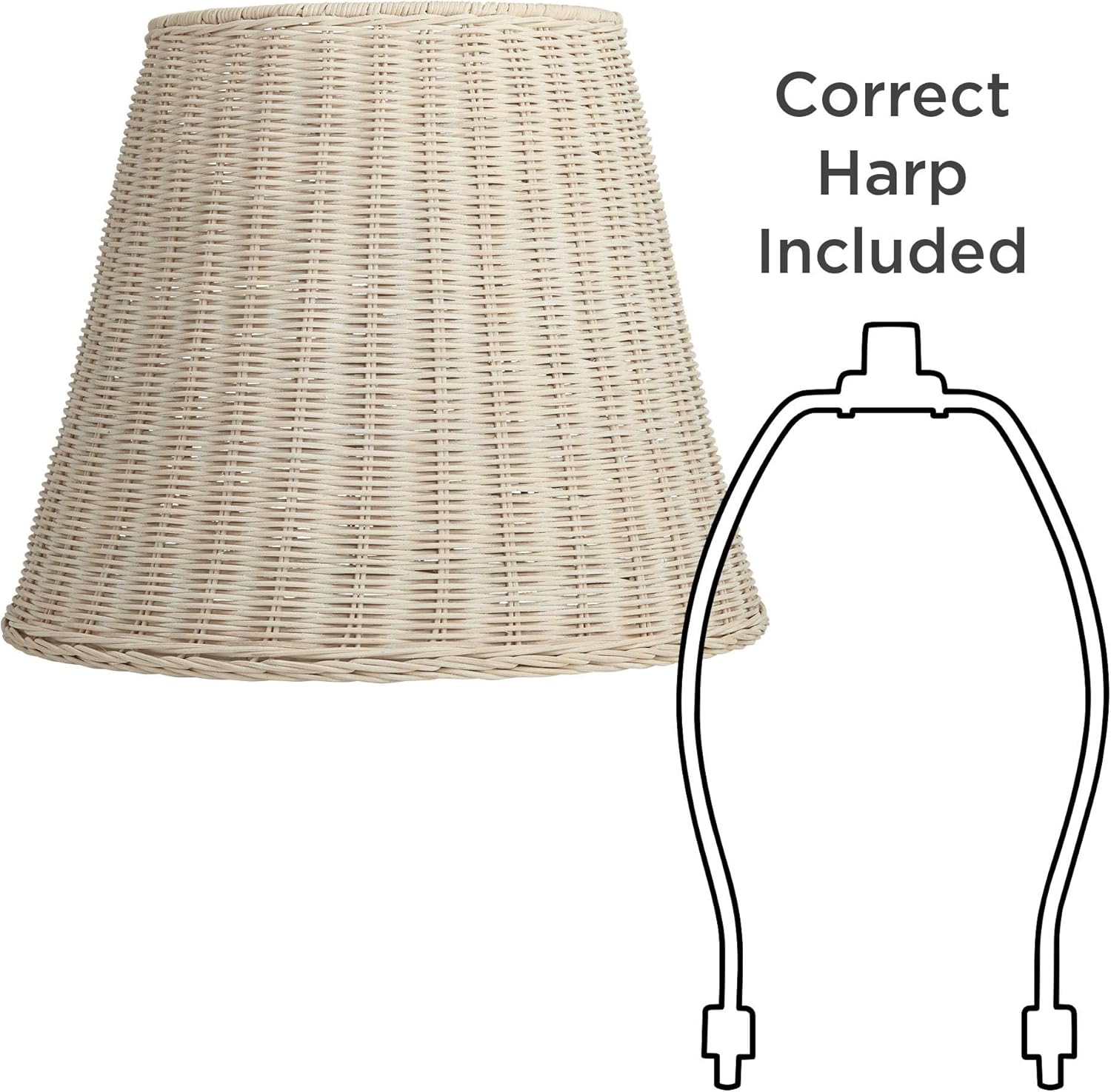 10" Top x 16" Bottom x 13 1/4" High x 13 1/4" Slant Lamp Shade (Pre-Assembled) Replacement Large White Empire Round Coastal Tropical Natural Cottage Rattan Spider Harp Finial - Springcrest