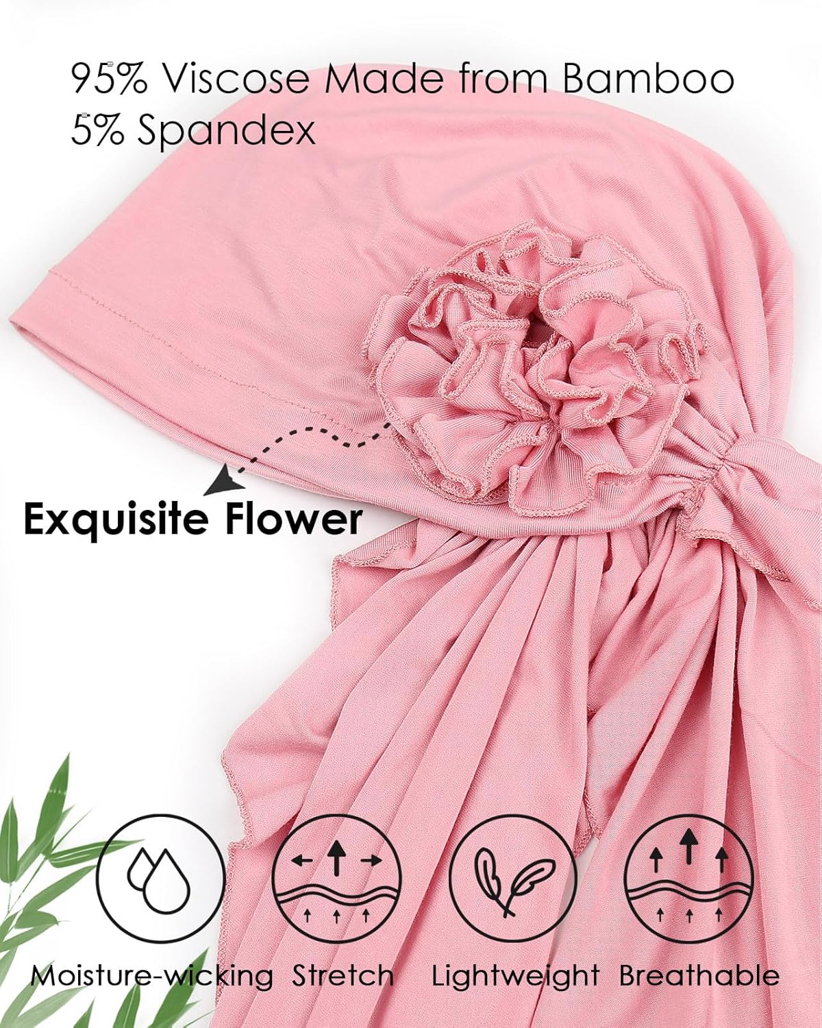 Pretied Head Scarves for Women Featuring Long Tail Finish Made of Stretchy Viscose - Image 5