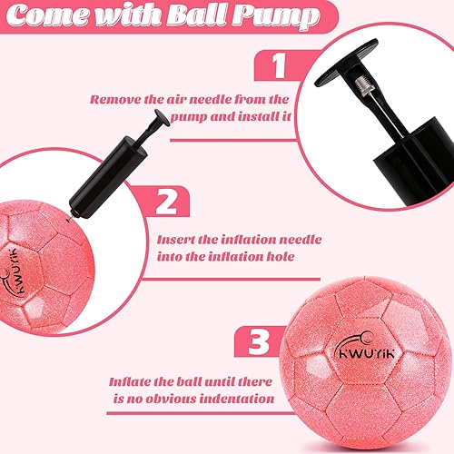 Miniatura 2 de Tamaño 3, 4, 5, juego de balón de fútbol rosa dorado morado con brillantina, pelota de fútbol juvenil para niños de 4 a 6 años, 6 a 8 y 12 años,