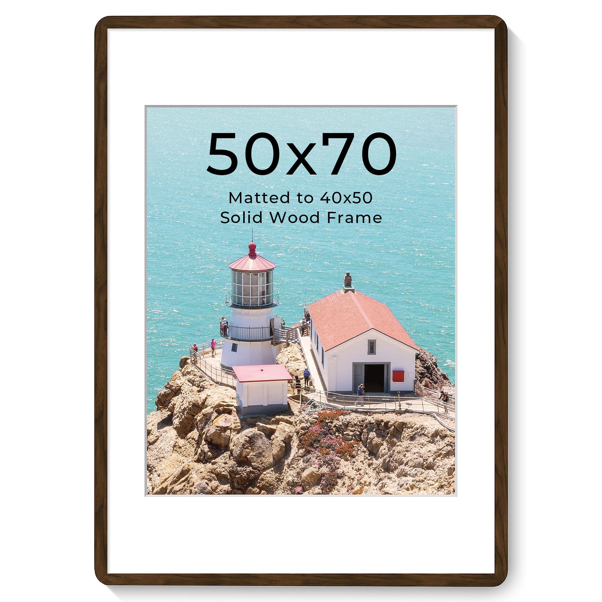 Acovy Walnuss-Bilderrahmen 50x70 cm mit ESG und abgerundeten Ecken