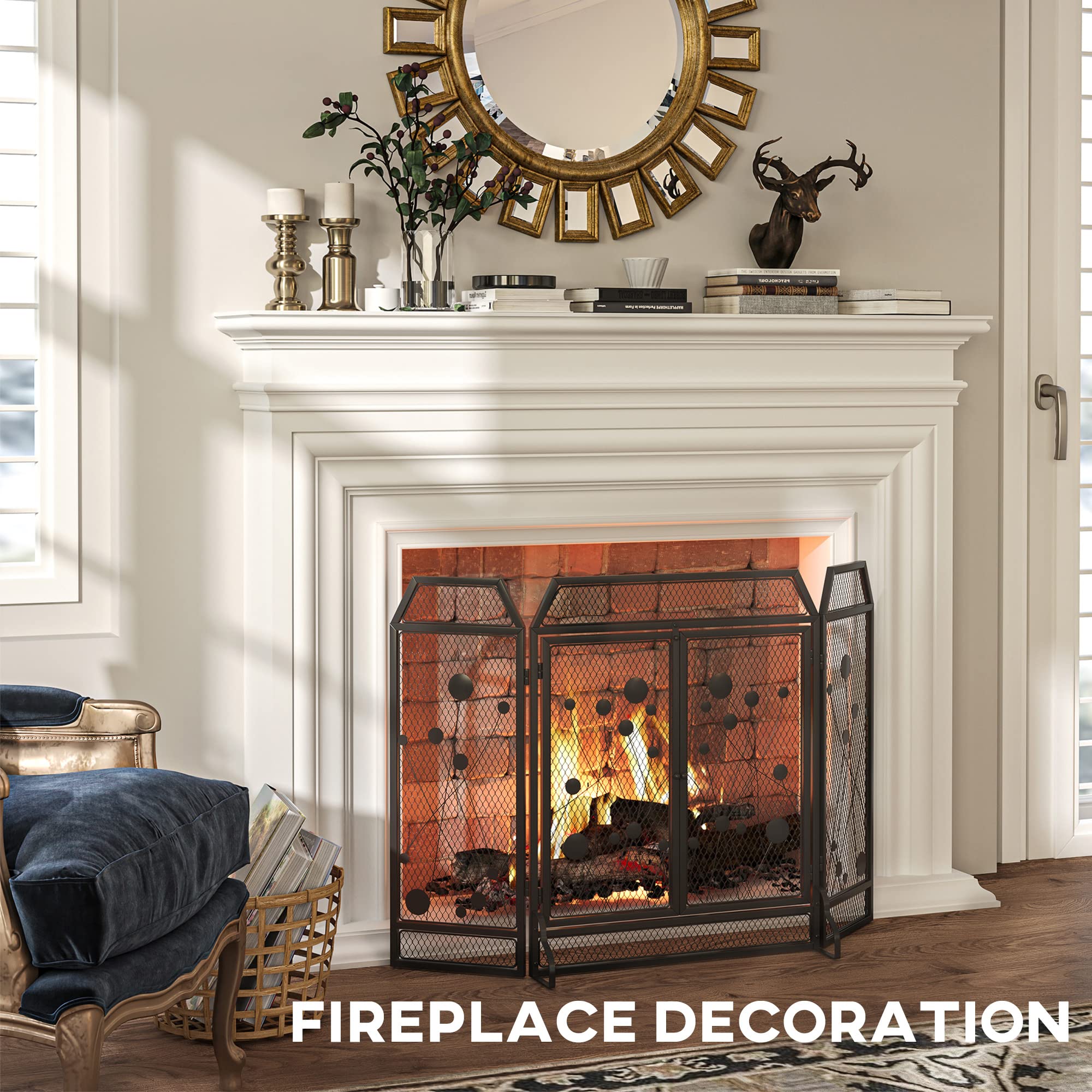 HOMCOM Chimenea Plegable de Acero y Metal Negro con 2 Puertas con Cierre magnético, 125x80cm