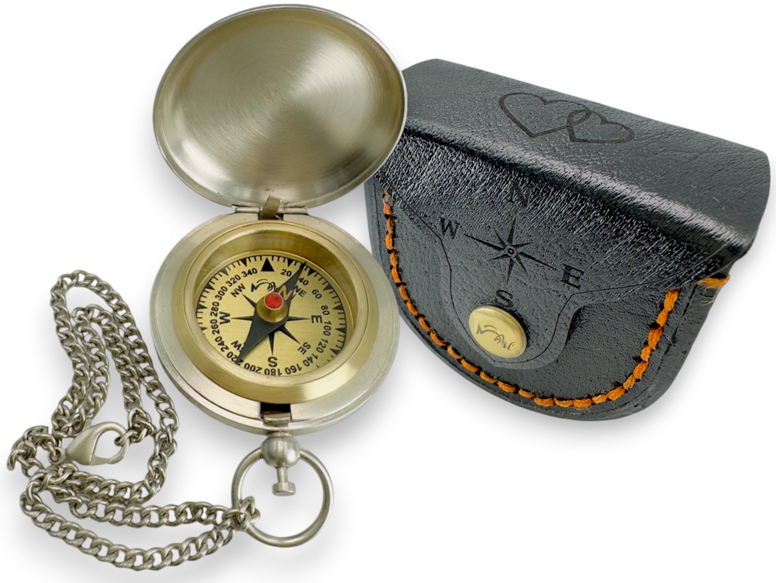 Handmade Brass Personalized Pocket Compass for Backpacking and Navigation