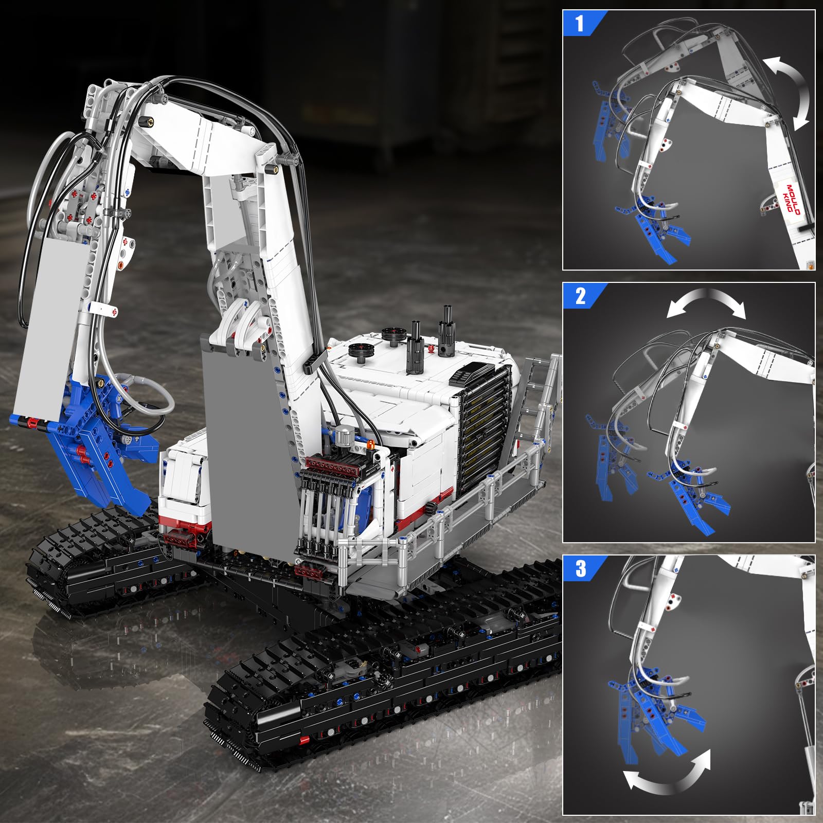 Mould King 17062 Technik Gebäudeabbruchmaschine Bausteinen Modell, 4195 Teile Ferngesteuertes Raupenfahrzeug Bausatz Kit, Konstruktionsspielzeug Bauklötze Modellbauset mit 8 Motoren