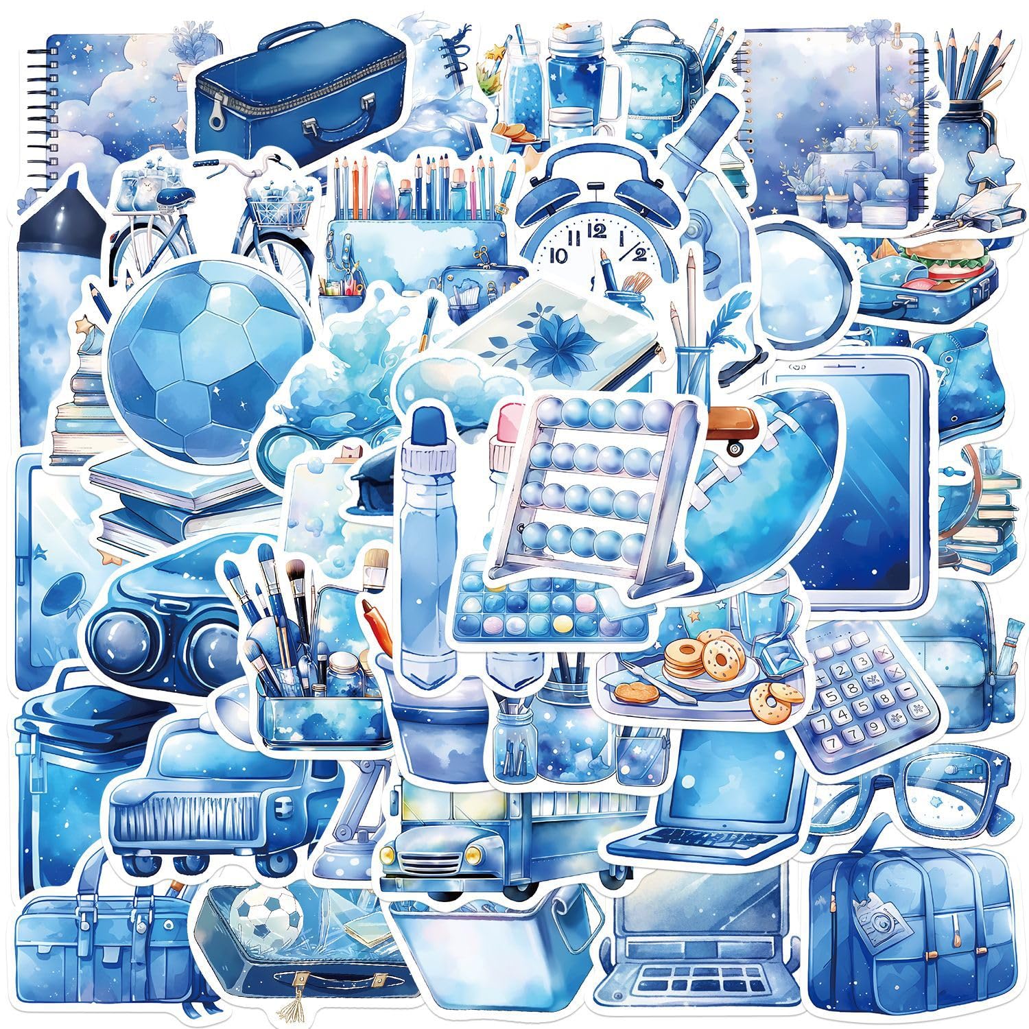 VICK SKATEBOARD (ステッカーパック付き) COLOR: BLUE 50PCS Blue Style Stickers,Blue Stickers,Teens Boys and Girls