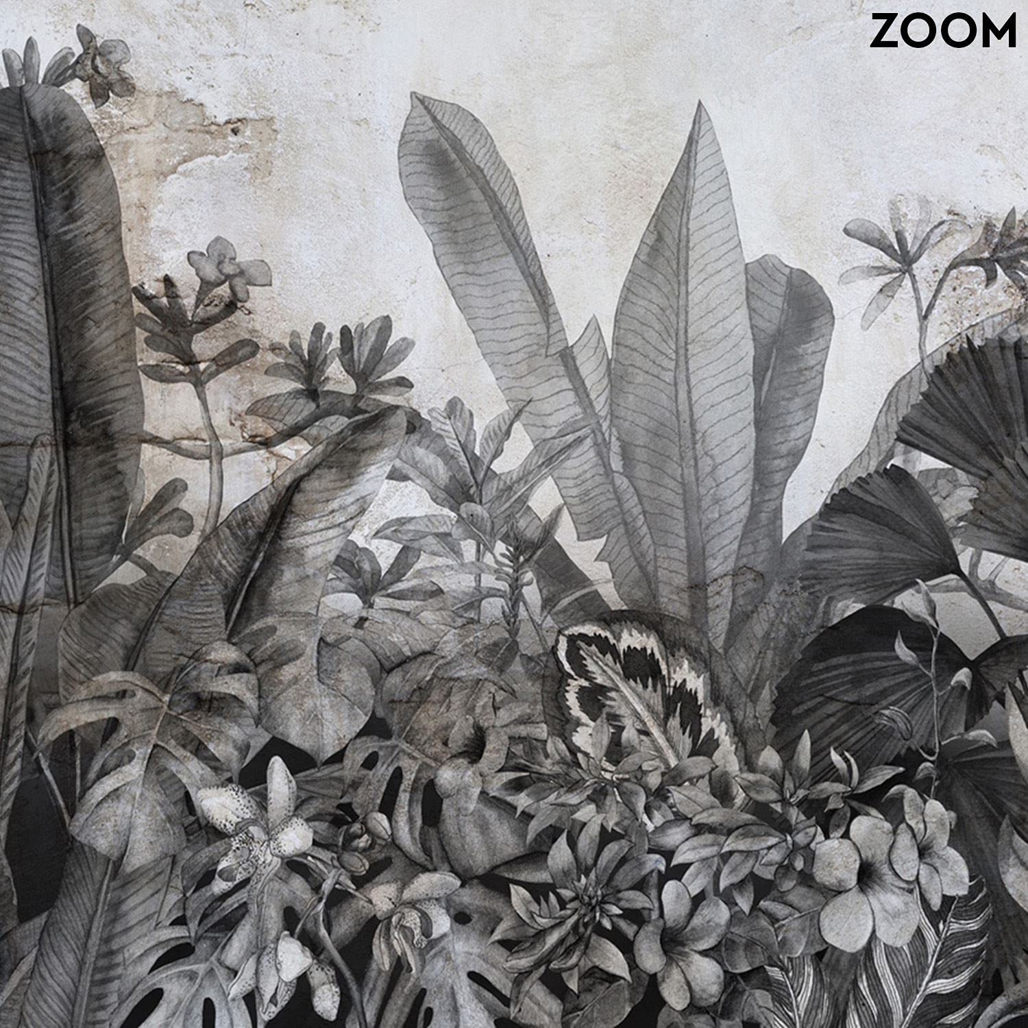 Feeby Fototapeta Flizelinowa Abstrakcja Mur Rośliny 368x254 cm Szary Tapeta XXL Dekroacja Ścienna Sypialnia Pokój Dzienny Biuro Kuchnia Korytarz Pokój Dziecka Motyw Florystyczny Egzotyka
