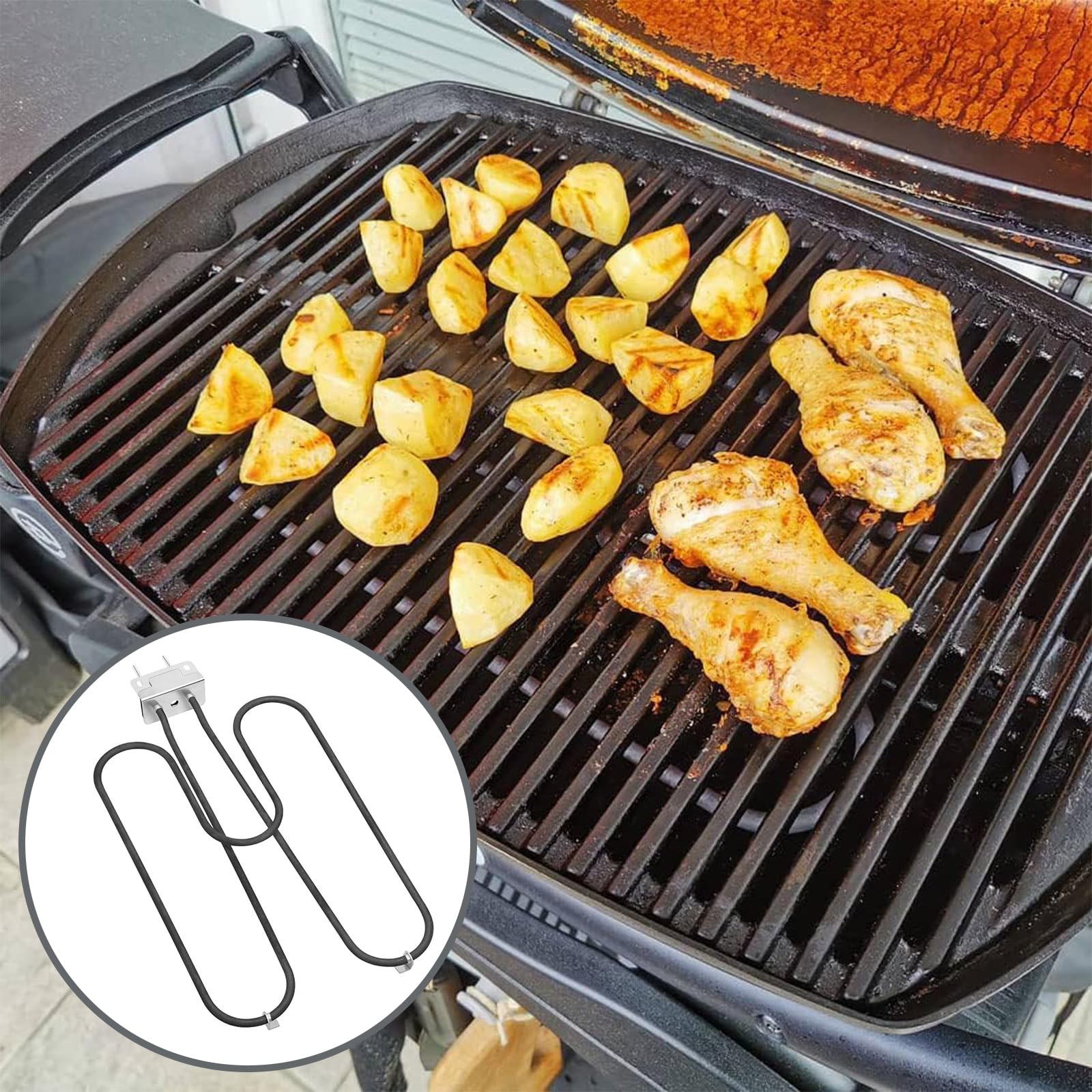 Kingsea 66816 ELEMENTI Riscaldanti per Barbecue Compatibile con Weber Q2400 Q240 55020001 Gril,230 V,2200 W