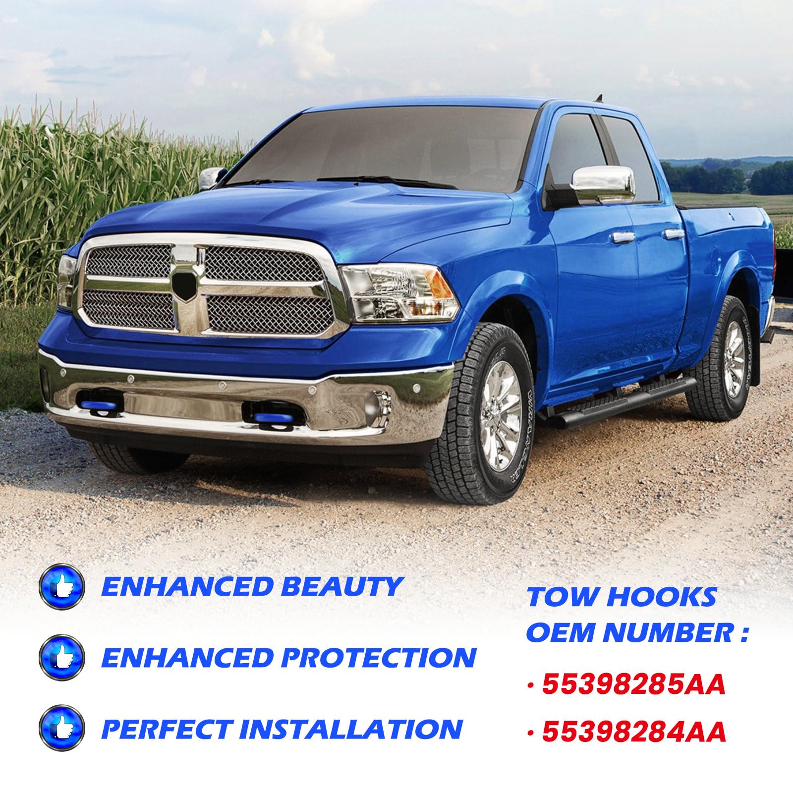 Besshepplo Housses De Pare-chocs Avant Pour Crochets De