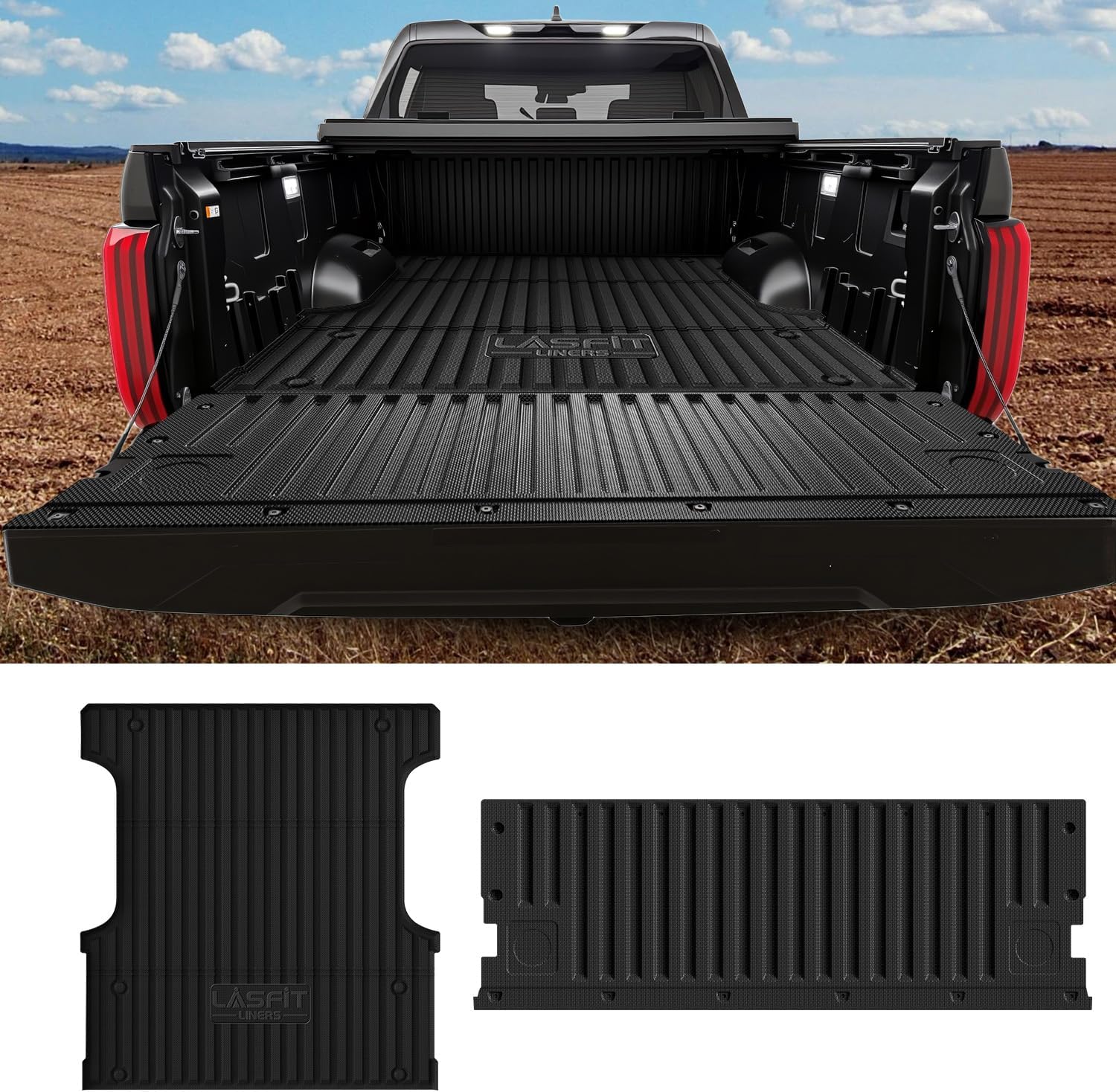 LASFIT Bed Mat & Tailgate Mat for Toyota Tundra 2022-2026 5.5FT/5.5' Truck Bed, All Weather 5.5 FT Bed Liner for Toyota Tundra 2022-2026 Accessories TPE Trunk Mat Cargo Mat (Not Fit Drop-in Liners)