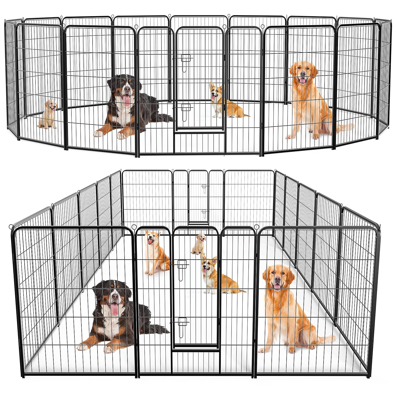 Dog Gate Playpen Indoor, Puppy Crates for Small Dogs, Pet Fence Foldable Octagonal Metal Gates for Dogs Indoor with Door