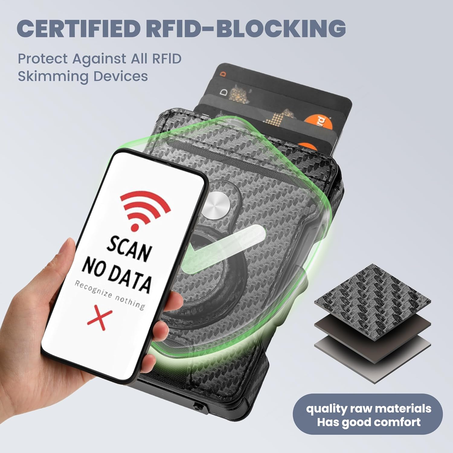 AirTag Wallet for Men, RFID Blocking Slim Mens Wallet with Money Clip, Minimalist Credit Card Holder for Apple Air Tag, Pop Up Card,9-11Cards Capacity | ID Window | Cash Slot | Gift Box（Black） - Image 5