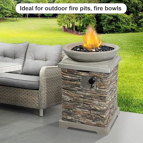 Miniatura 7 de TOPEMAI Vidrio de fuego negro, vidrio reflectante de 12 pulgada para hoguera de fuego, vidrio de chimenea, vidrio de mesa de fuego de 10 libras,