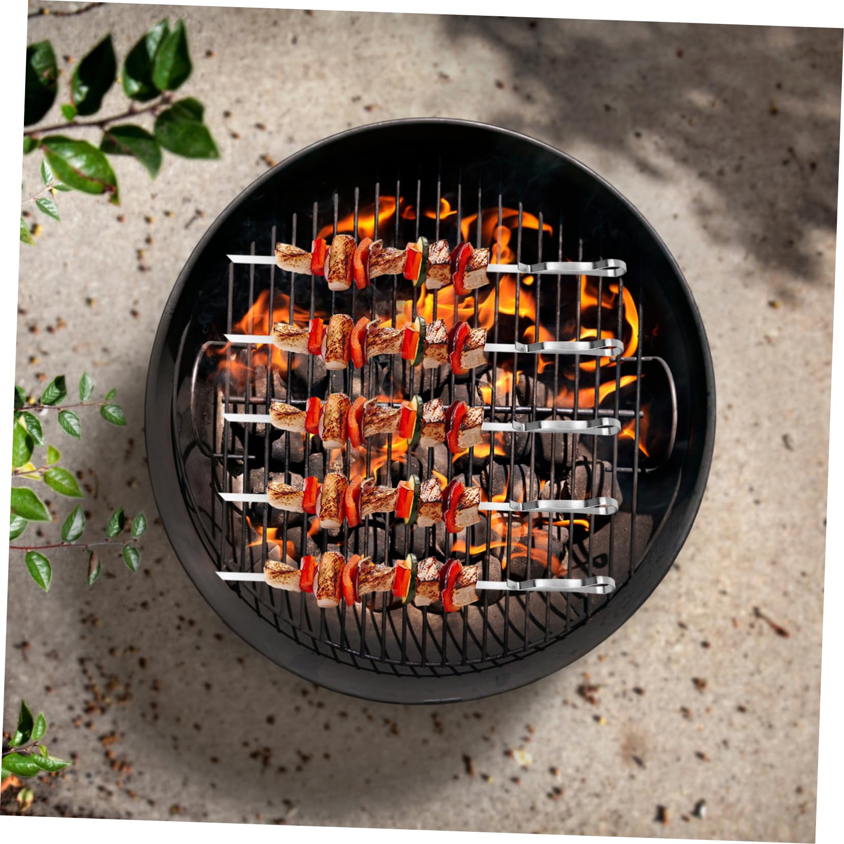 Set di Spiedini da Barbecue in Acciaio Inox, Antiruggine, Base e Borsa, per Carne e Verdure, Facile Infilare, per Feste All'aperto