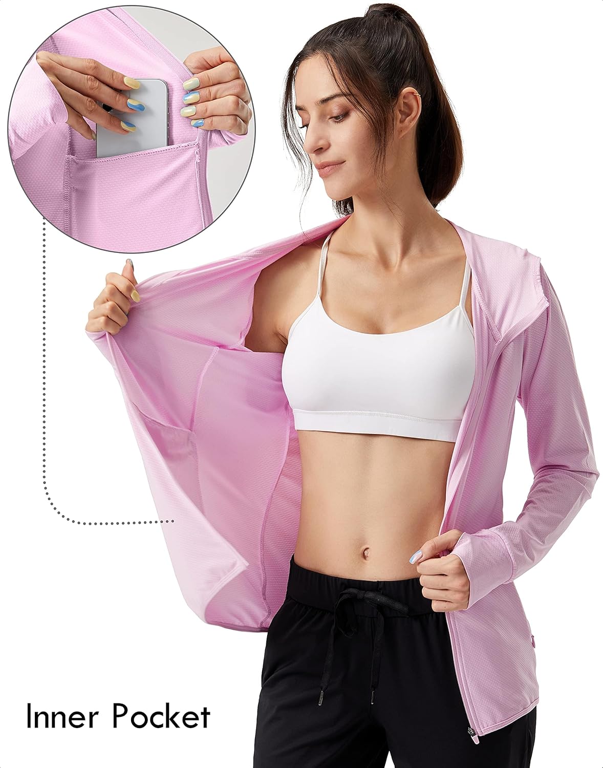 Soothfeel Women's UPF 50+ Sun Protection Hoodie Jacket Lightweight Long Sleeve Sun Shirt for Women with Pocket Hiking Outdoor - Image 3