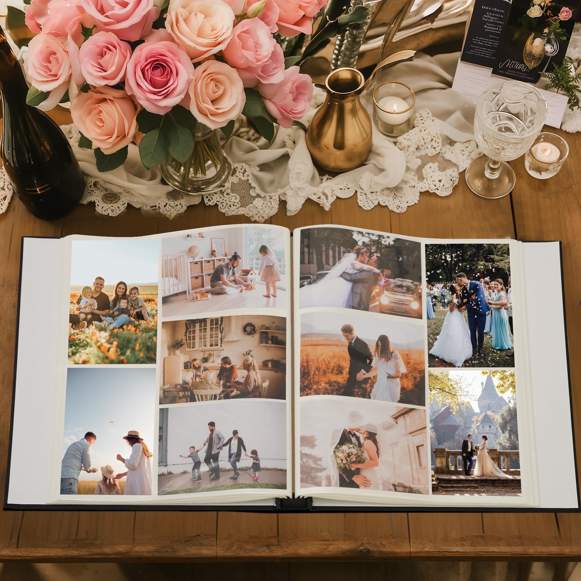 Álbum de fotos de 4 x 6 pulgadas, 500 fotos por página, 500 bolsillos, álbumes de fotos de 4 x 6 pulgadas, cubierta de tela de lino, álbum de fotos grande para recuerdos familiares de boda