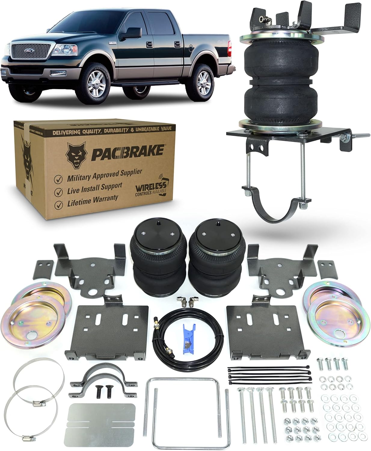 ALPHA HD Rear Air Suspension Kit For 0408 Ford F150 Pacbrake, Air