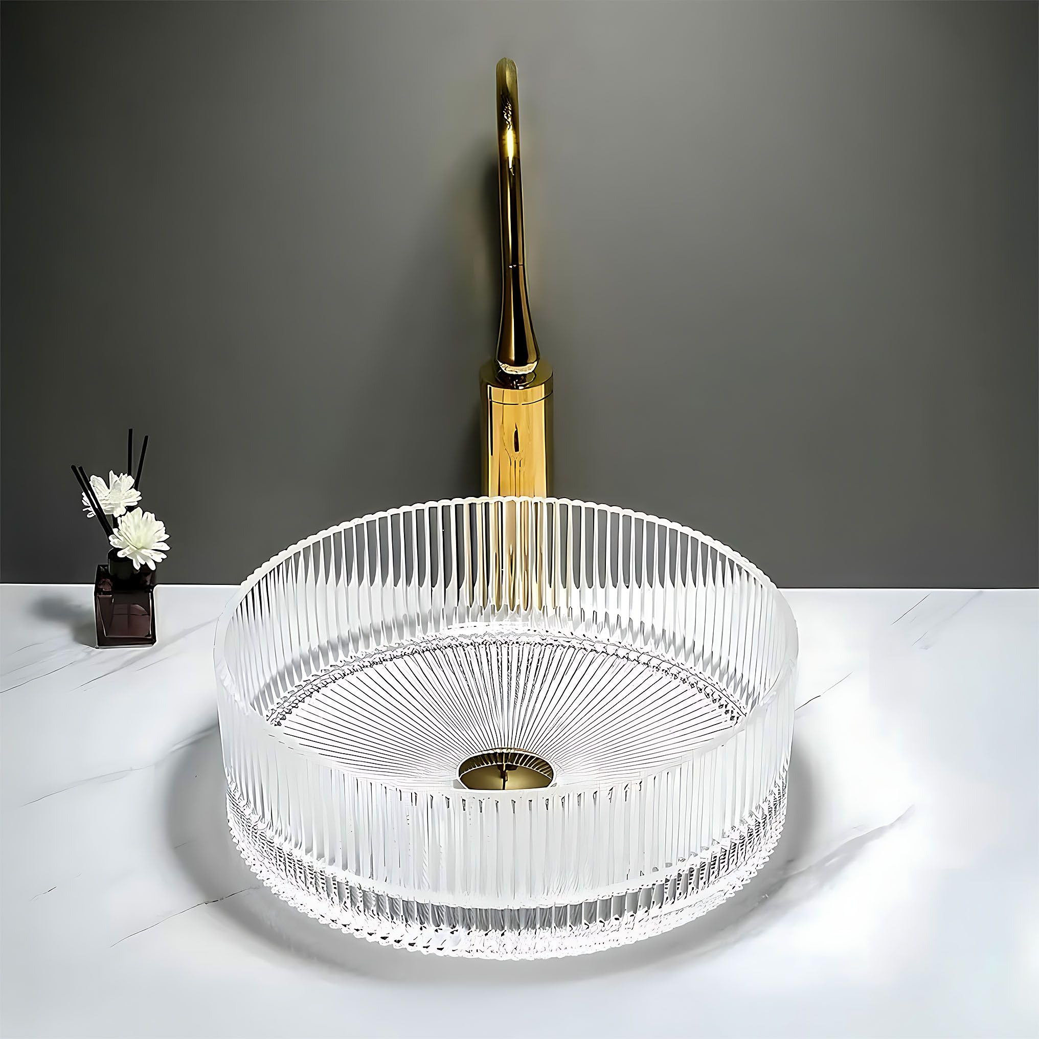 Lavabo Sobre Encimera Rea Ingrid 36 Transparent 36X36X12Cm