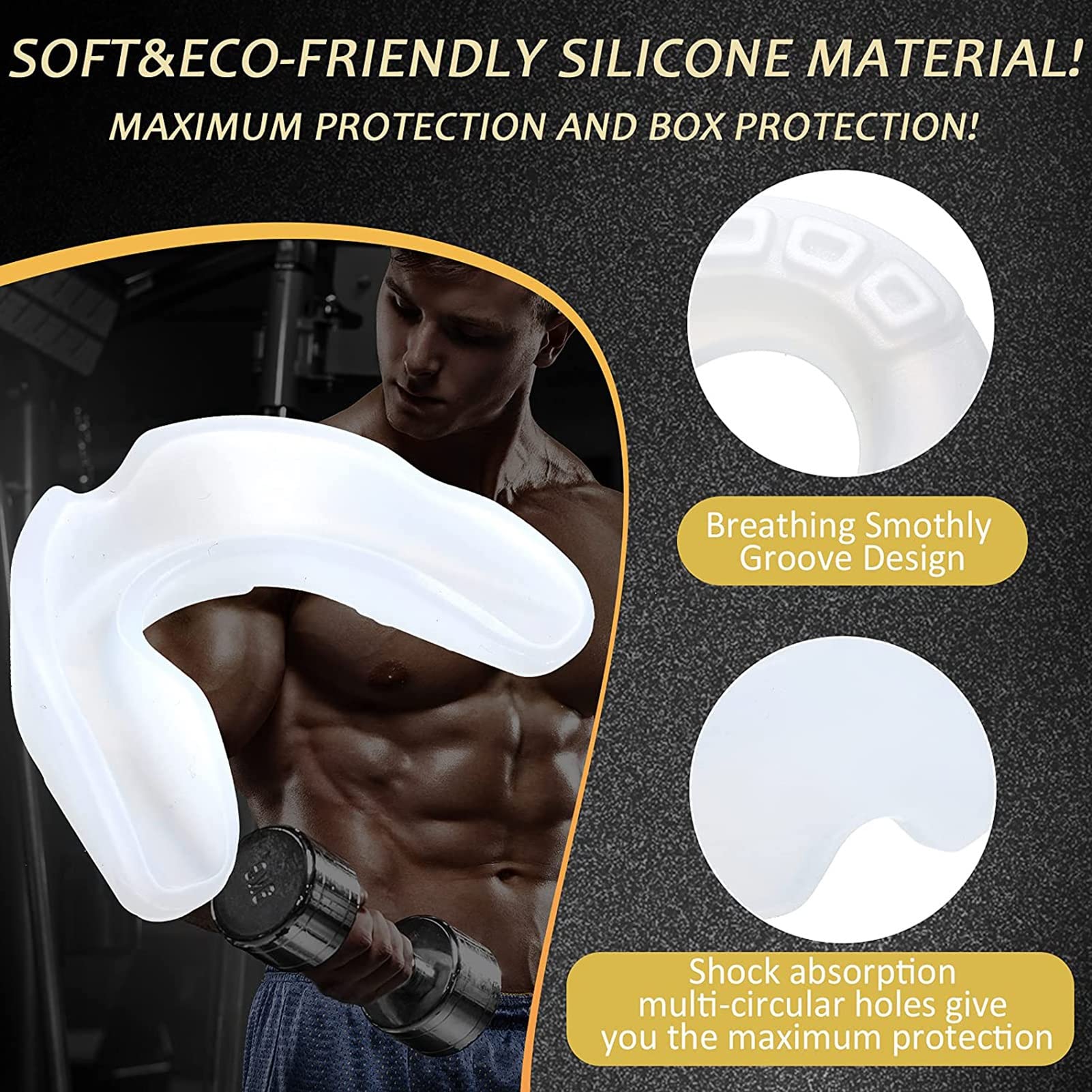 6 Protège-dents, Protège-dents EVA Sports Avec Étui Transparent, pour Le Judo, Le Grappin, Le Combat Libre, Le Hockey Sur Glace, Le Rugby, Le BJJ, Le Baseball et Le Muay Thai