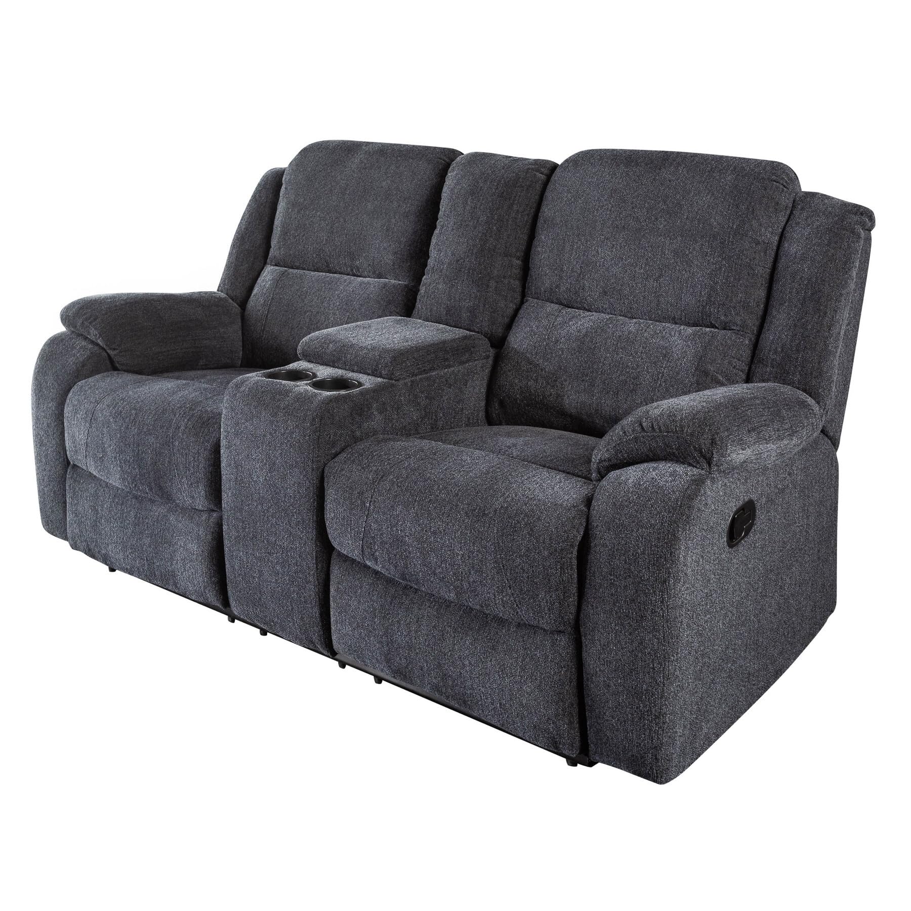 invicta INTERIOR Exklusiver 2er Kino Sessel Hollywood dunkelgrau Fernsehsessel Kinositze Heimkino Liegesessel verstellbar mit Getränkehalter Cupholder