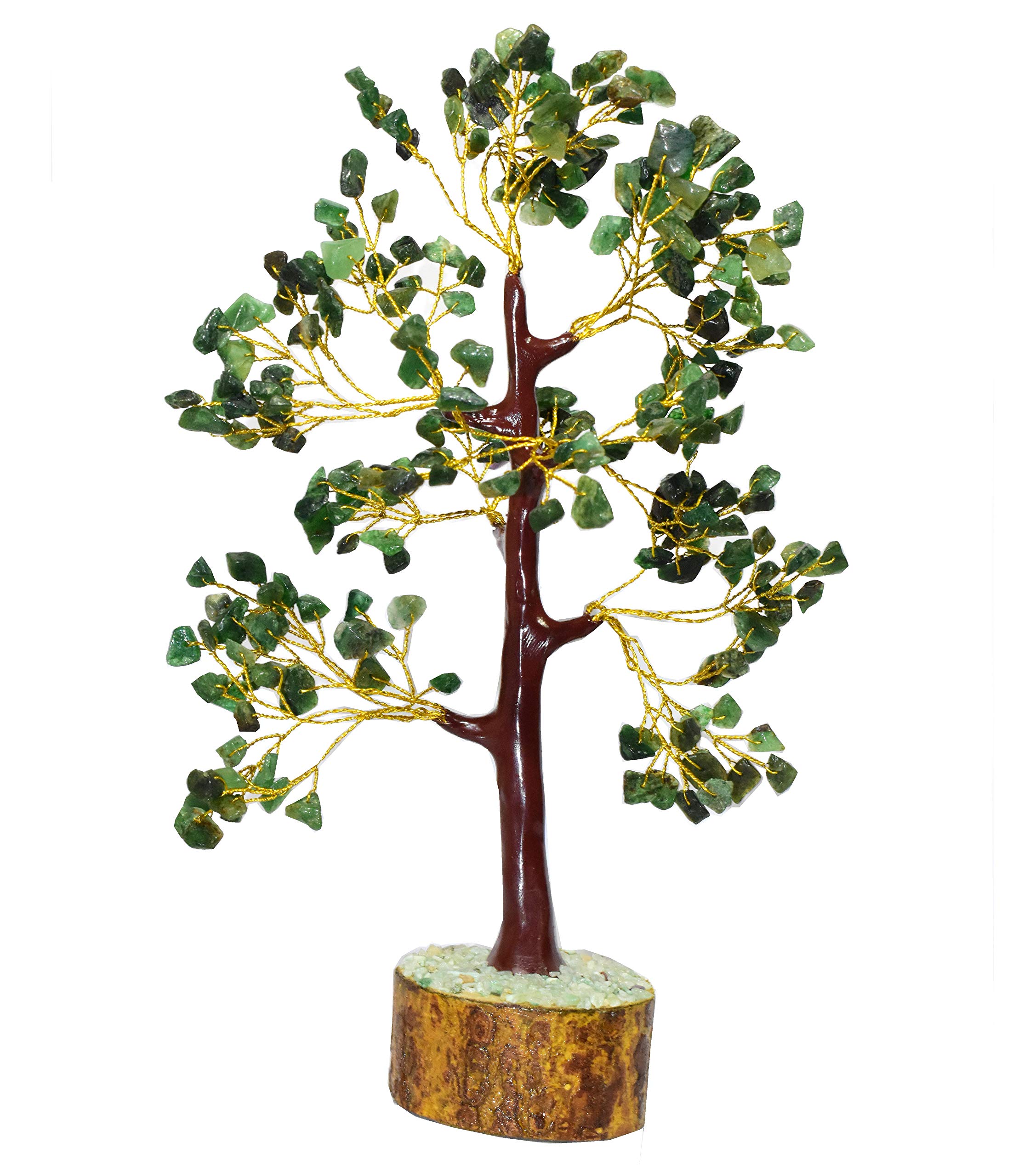 Pyramid Tatva Gemstone Tree - 10-12 inch Natural Healing Crystal Chakra Balancing Tree (Green Jade)