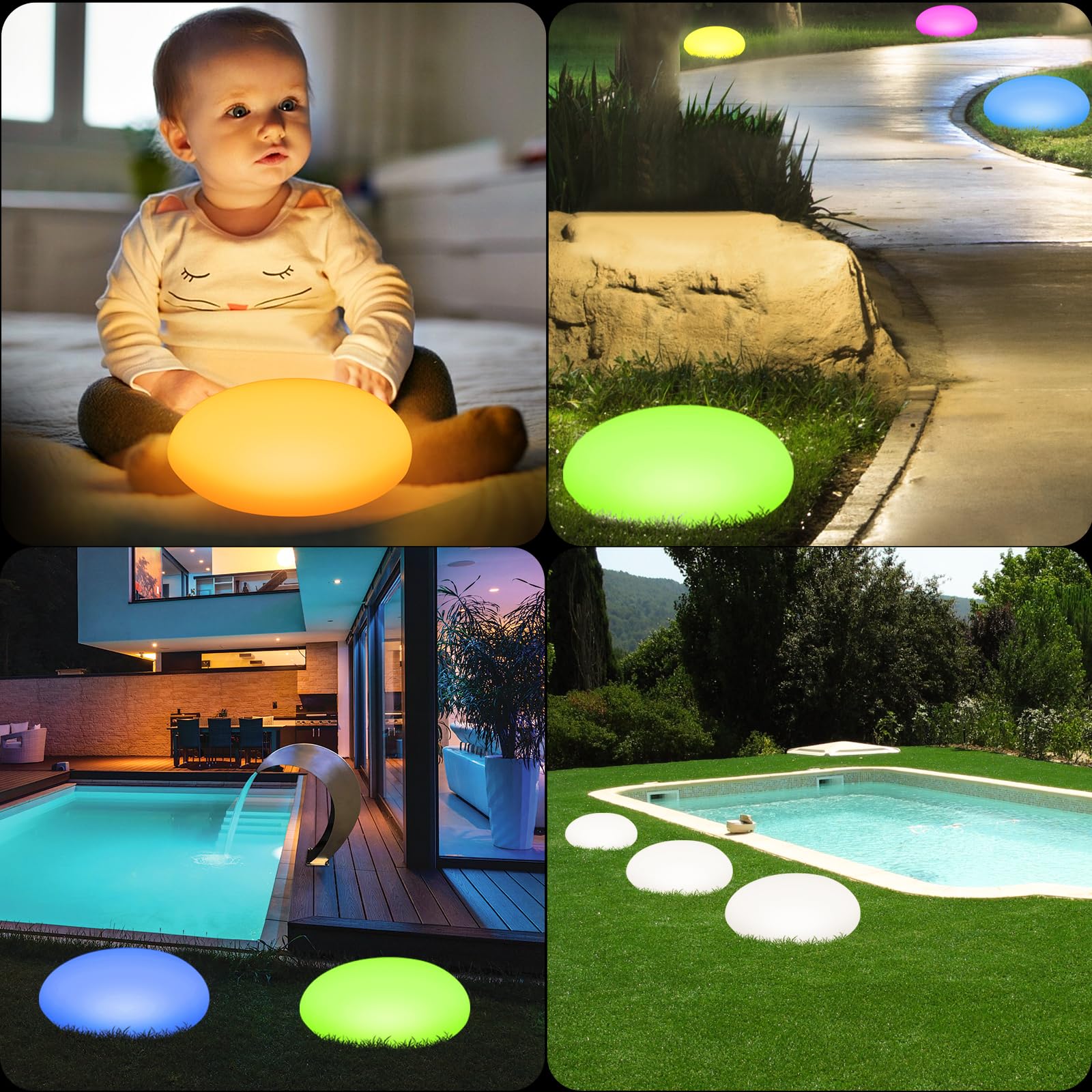 Lampe Solaire Exterieur Decorative – Lampe Solaire Exterieur Jardin avec 16 couleurs et télécommande – Éclairage pour Jardins, Pelouse, Cour, Piscine, Café, Mariage, Parterre de Fleurs